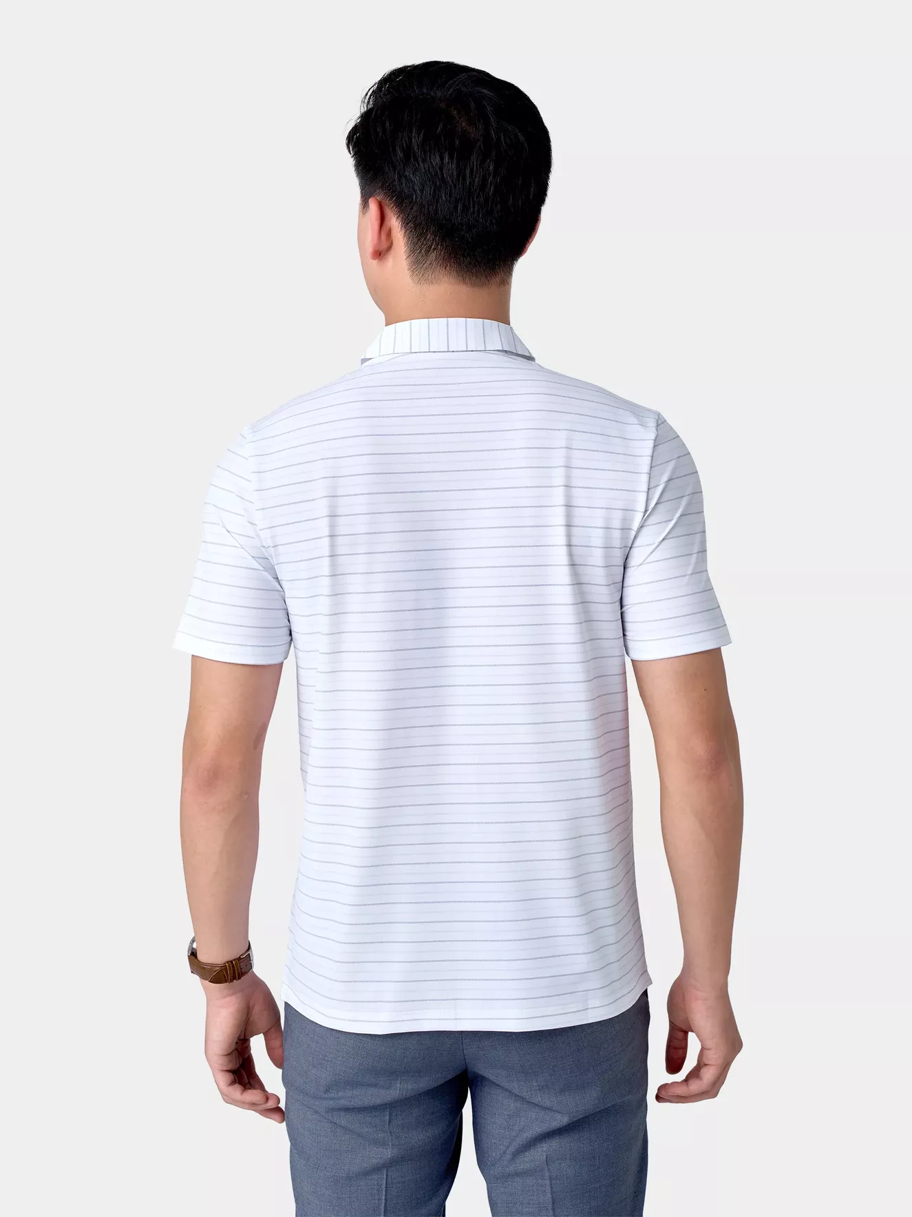 Áo Polo Nam 5S Fashion Dệt Kẻ Phom Regular APC24056