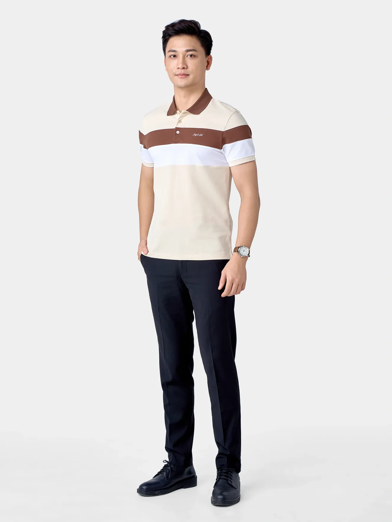 Áo Polo Nam 5S Fashion Can Phối Phom Slimfit APC24042