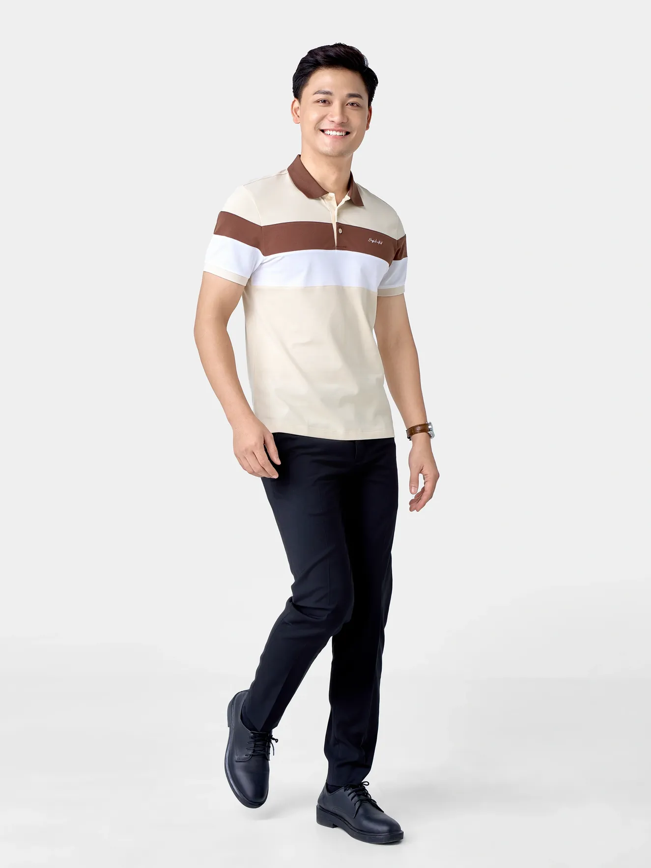 Áo Polo Nam 5S Fashion Can Phối Phom Slimfit APC24042