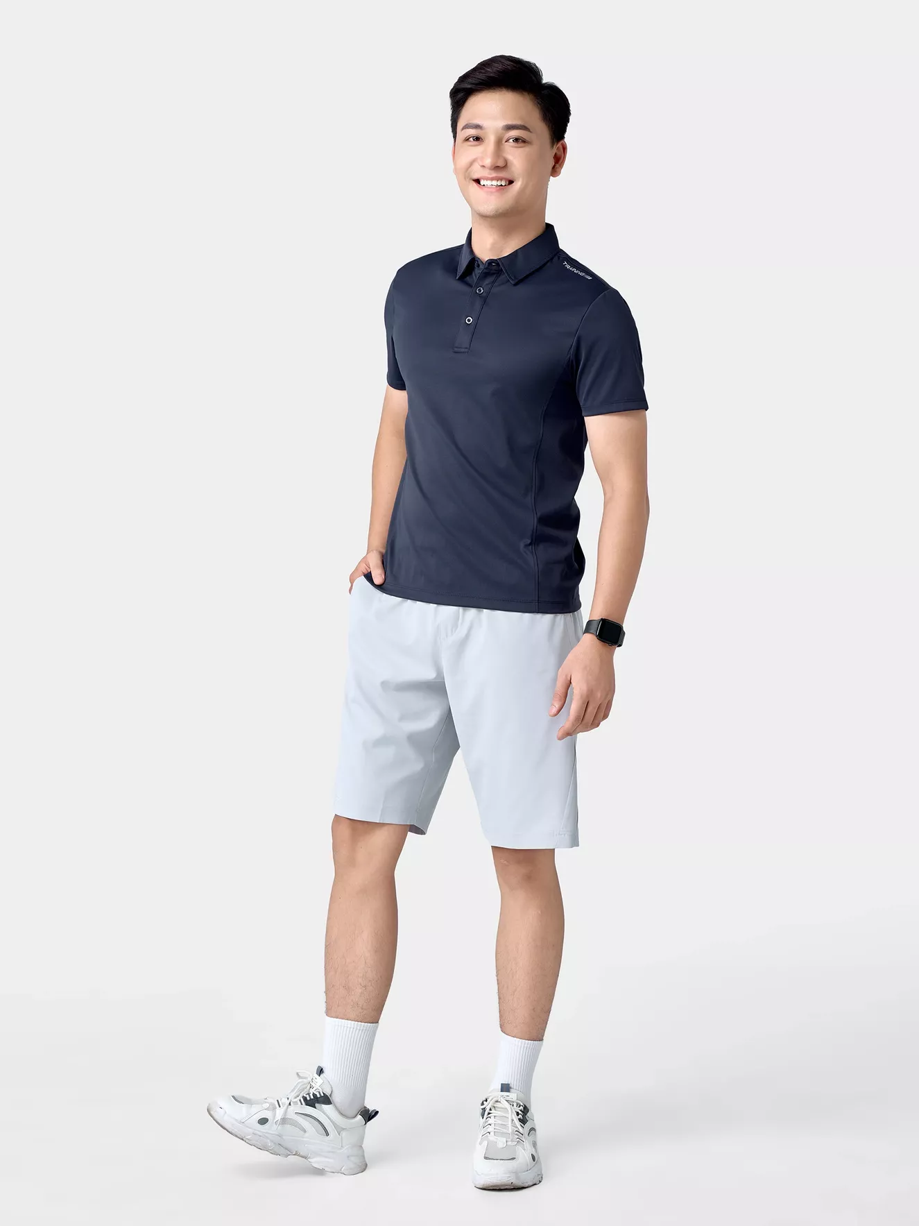 Áo Polo Nam Thể Thao 5S Fashion In Cầu Vai Phom Slimfit APC24017
