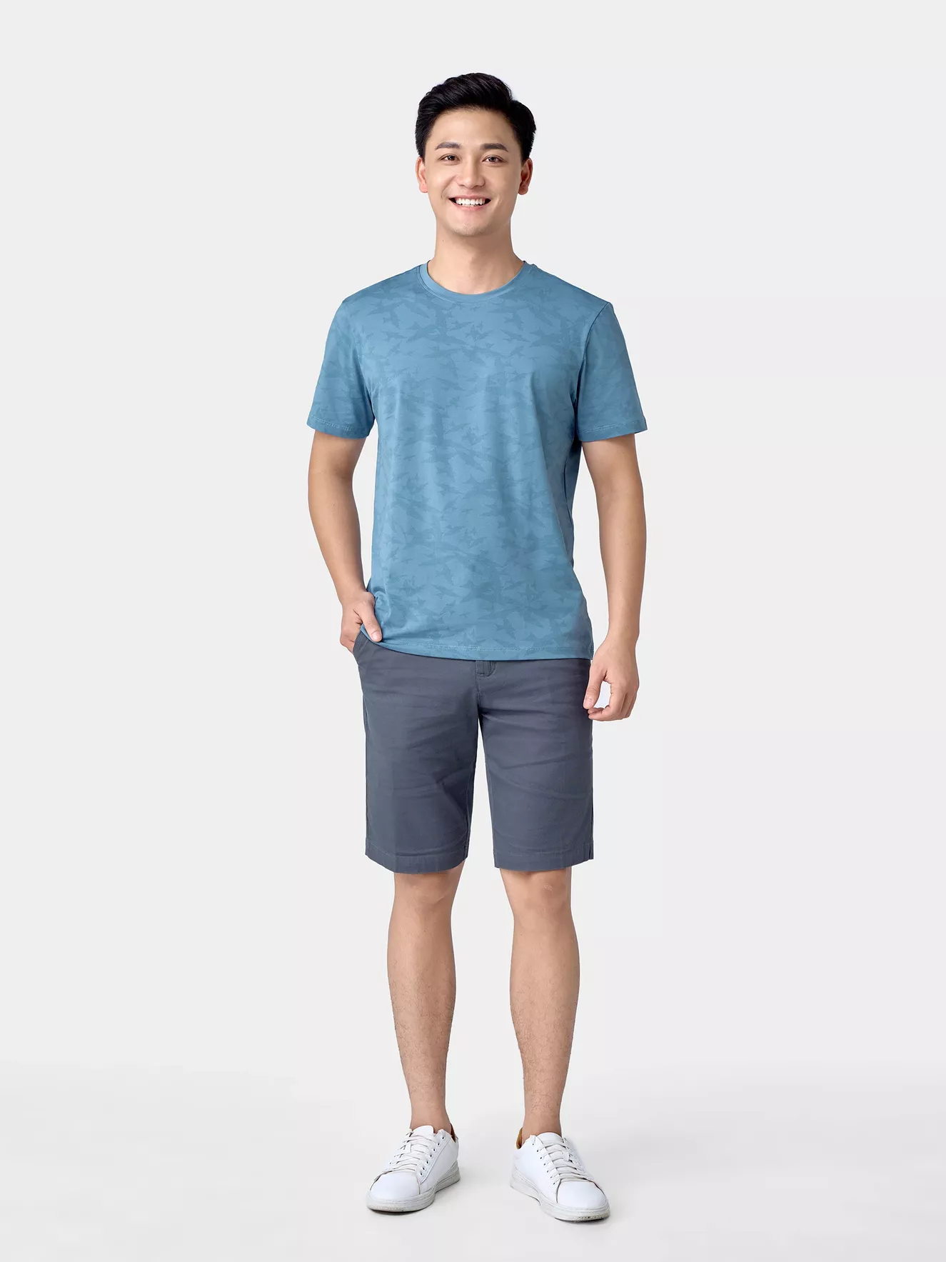 Áo Thun Nam Ngắn Tay 5S Fashion Cotton In Họa Tiết Casual ATS24008