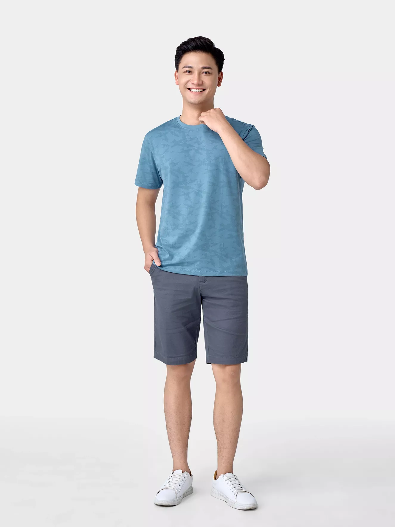 Áo Thun Nam Ngắn Tay 5S Fashion Cotton In Họa Tiết Casual ATS24008