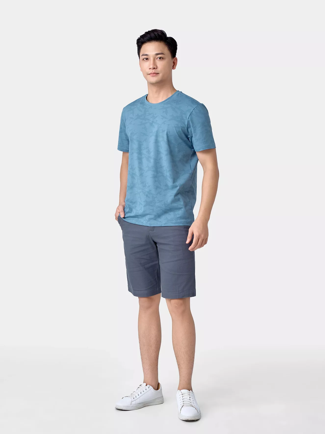 Áo Thun Nam Ngắn Tay 5S Fashion Cotton In Họa Tiết Casual ATS24008