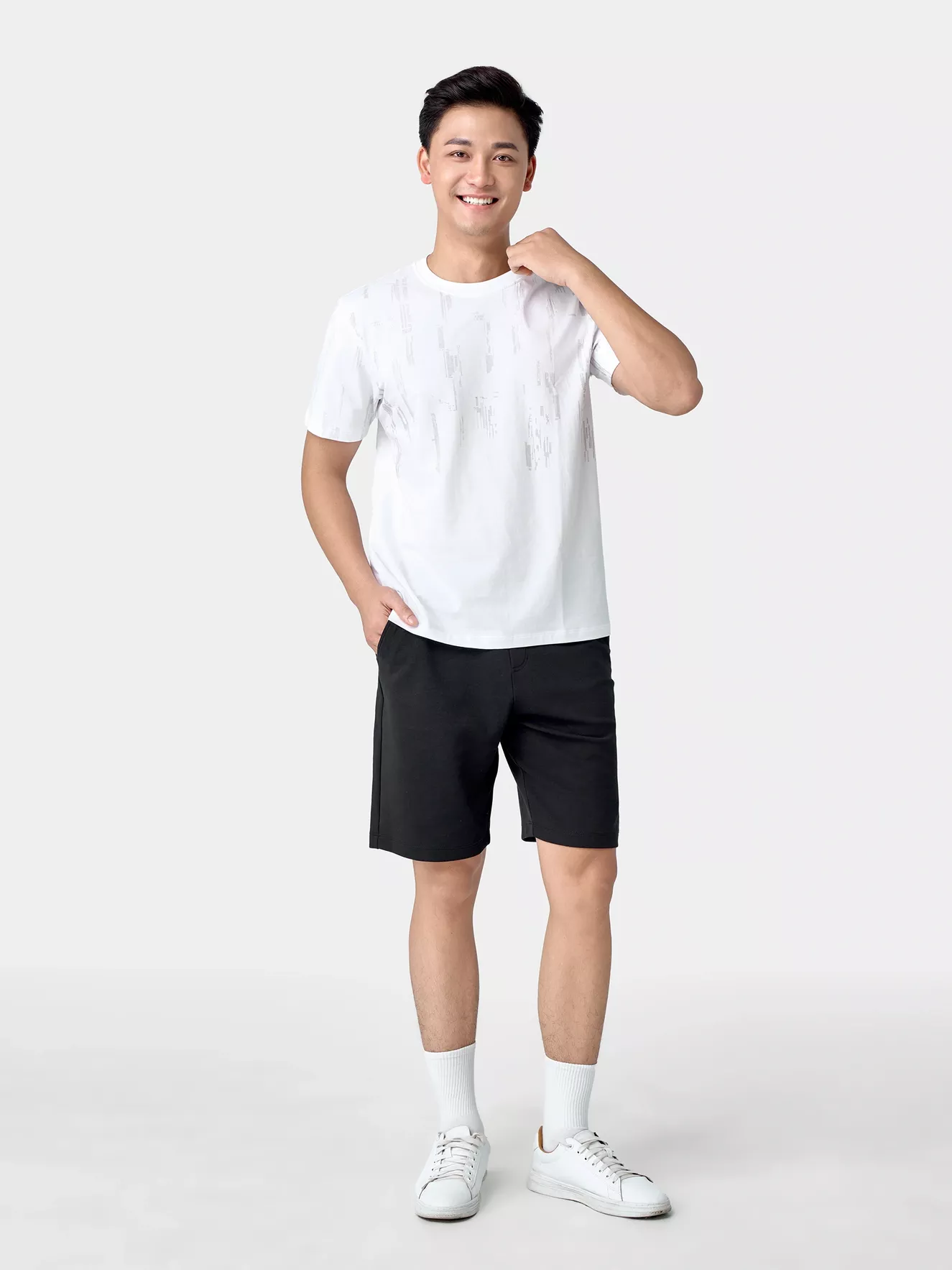 Áo Thun Nam Ngắn Tay 5S Fashion Cotton In Họa Tiết Casual ATS24004