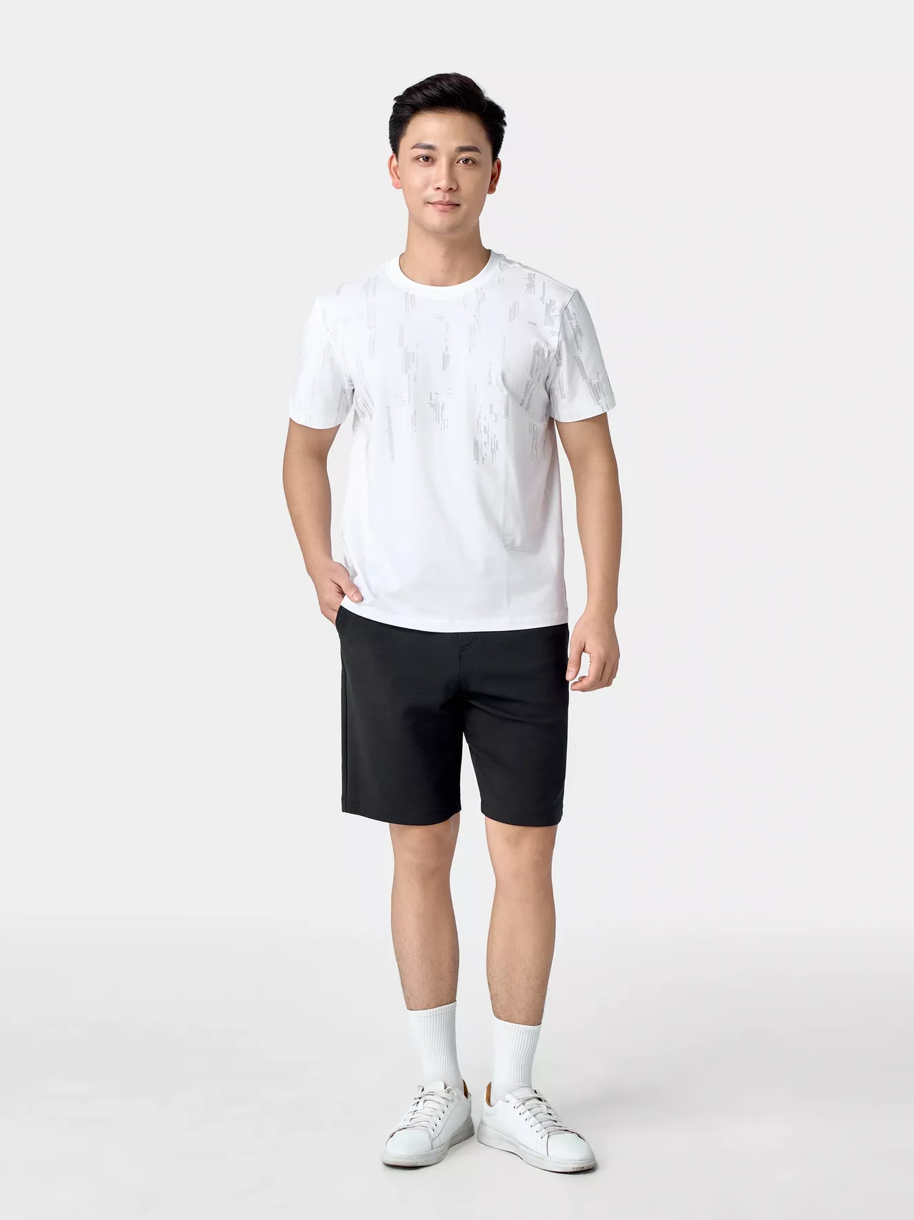 Áo Thun Nam Ngắn Tay 5S Fashion Cotton In Họa Tiết Casual ATS24004