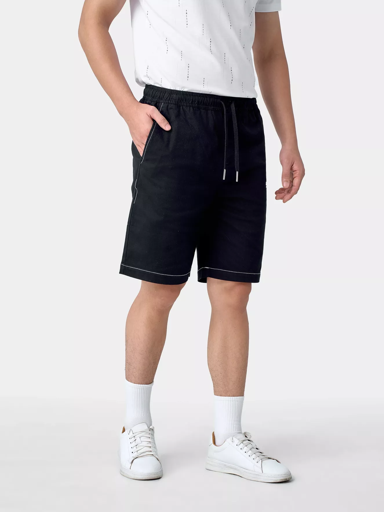 Quần Short Kaki Nam 5S Fashion Cạp Chun Phom Smart Fit QSK24011