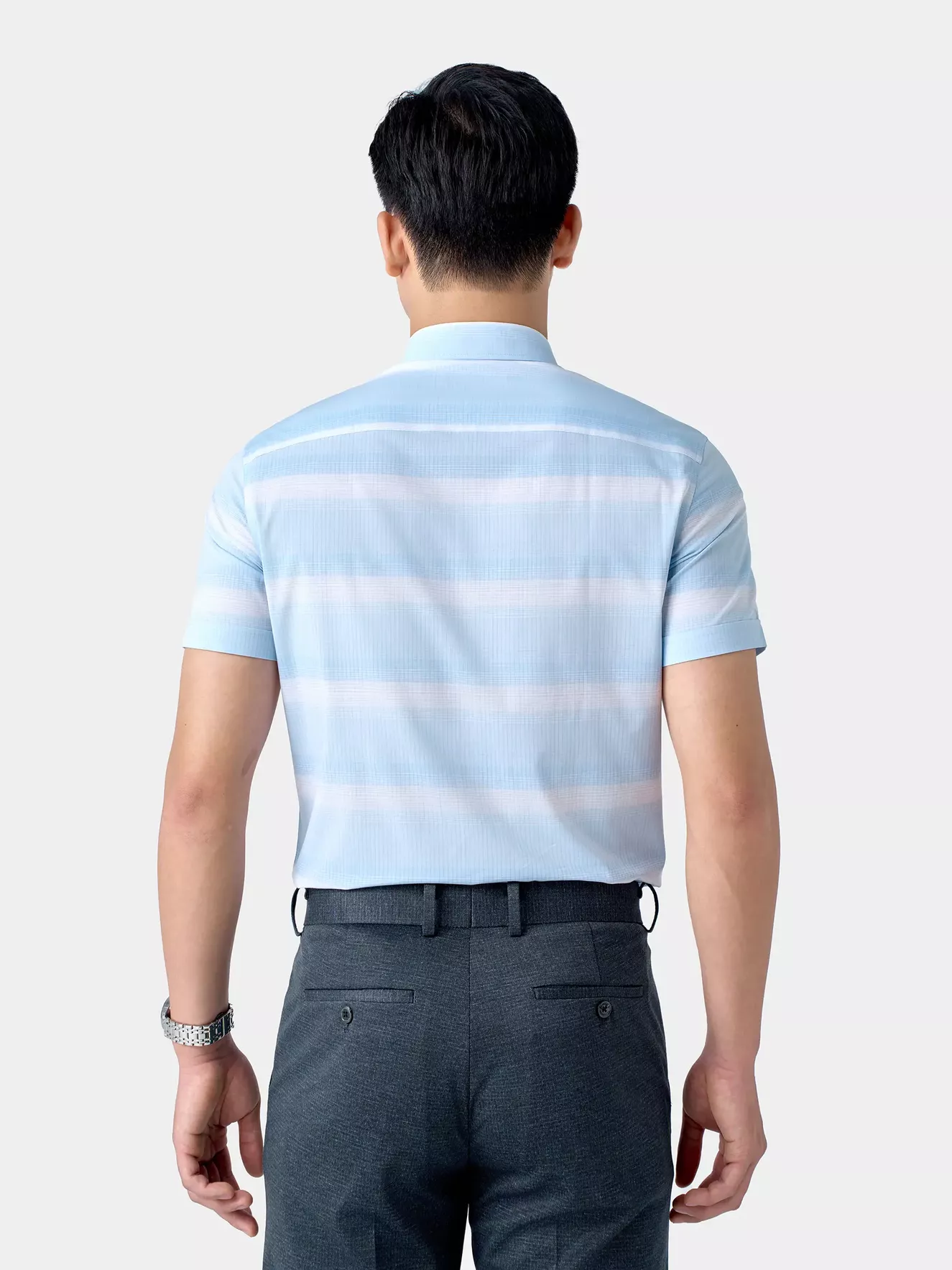 Áo Sơ Mi Nam Ngắn Tay 5S Fashion Dệt Hiệu Ứng Slimfit ASC24026