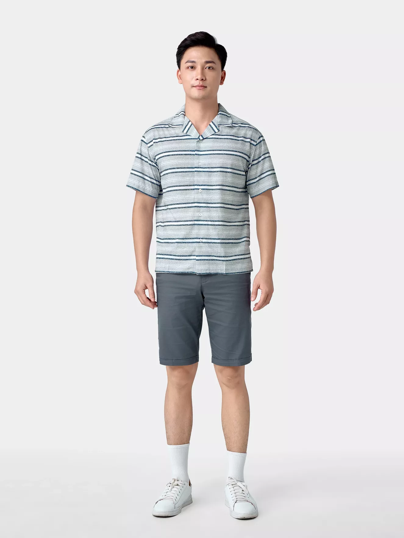 Áo Sơ Mi Nam Ngắn Tay 5S Fashion Họa Tiết Phom Casual ASC24080