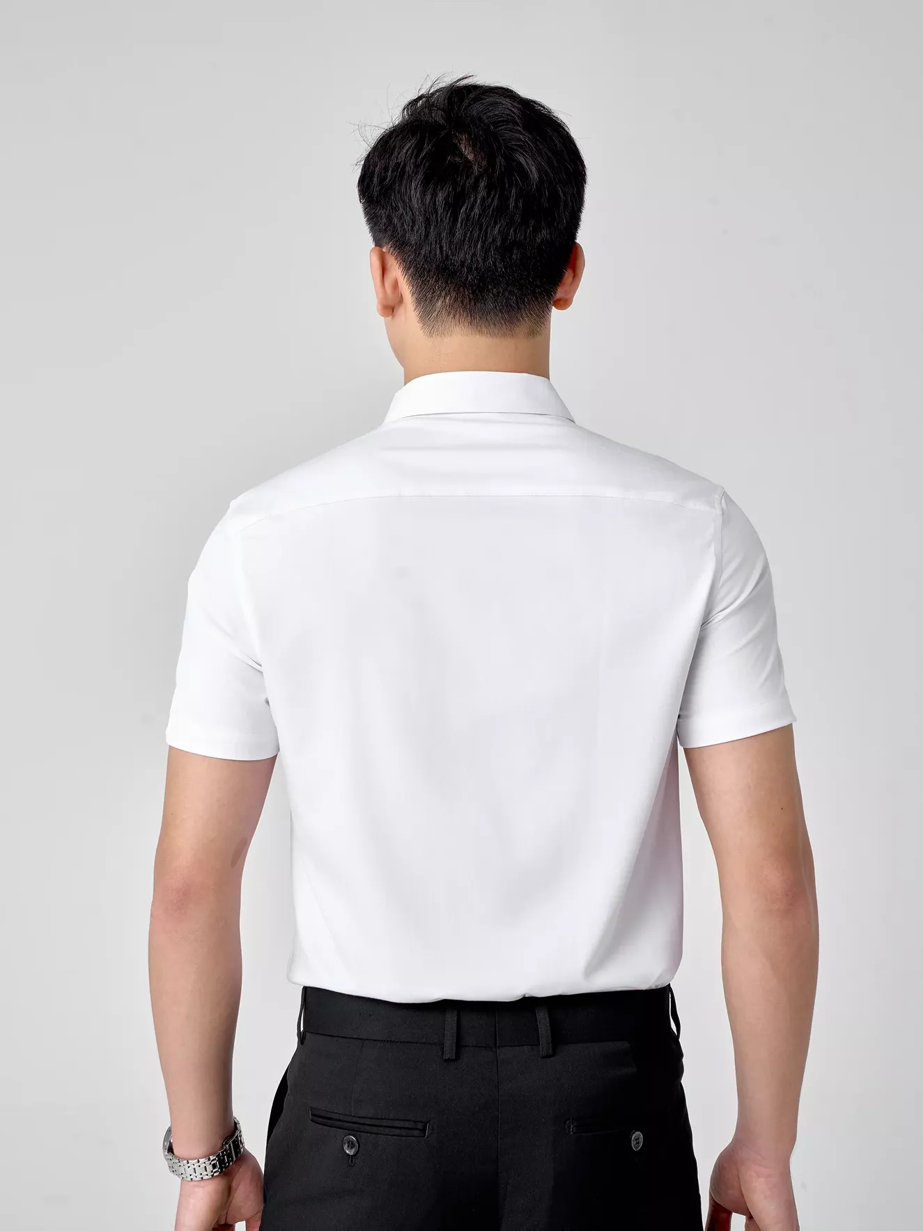 Áo Sơ Mi Nam Ngắn Tay 5S Fashion Trắng Dệt Jacquard ASC24075