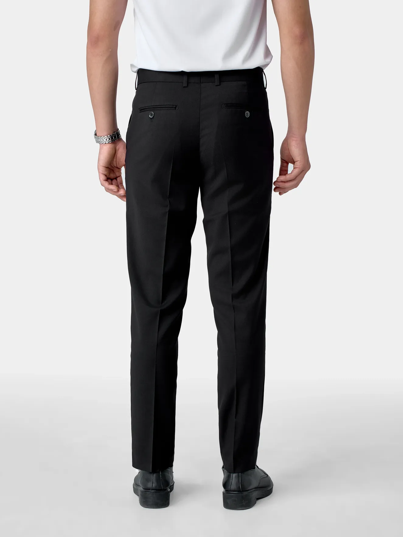 Quần Tây Nam 5S Fashion Trơn Màu Đen Slimfit QAU24163