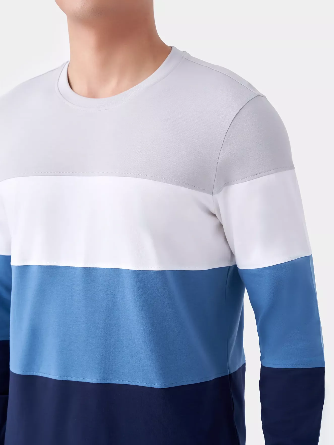 Áo Thun Nam Dài Tay 5S Fashion Sọc Ngang Form Regular Fit ATO23003