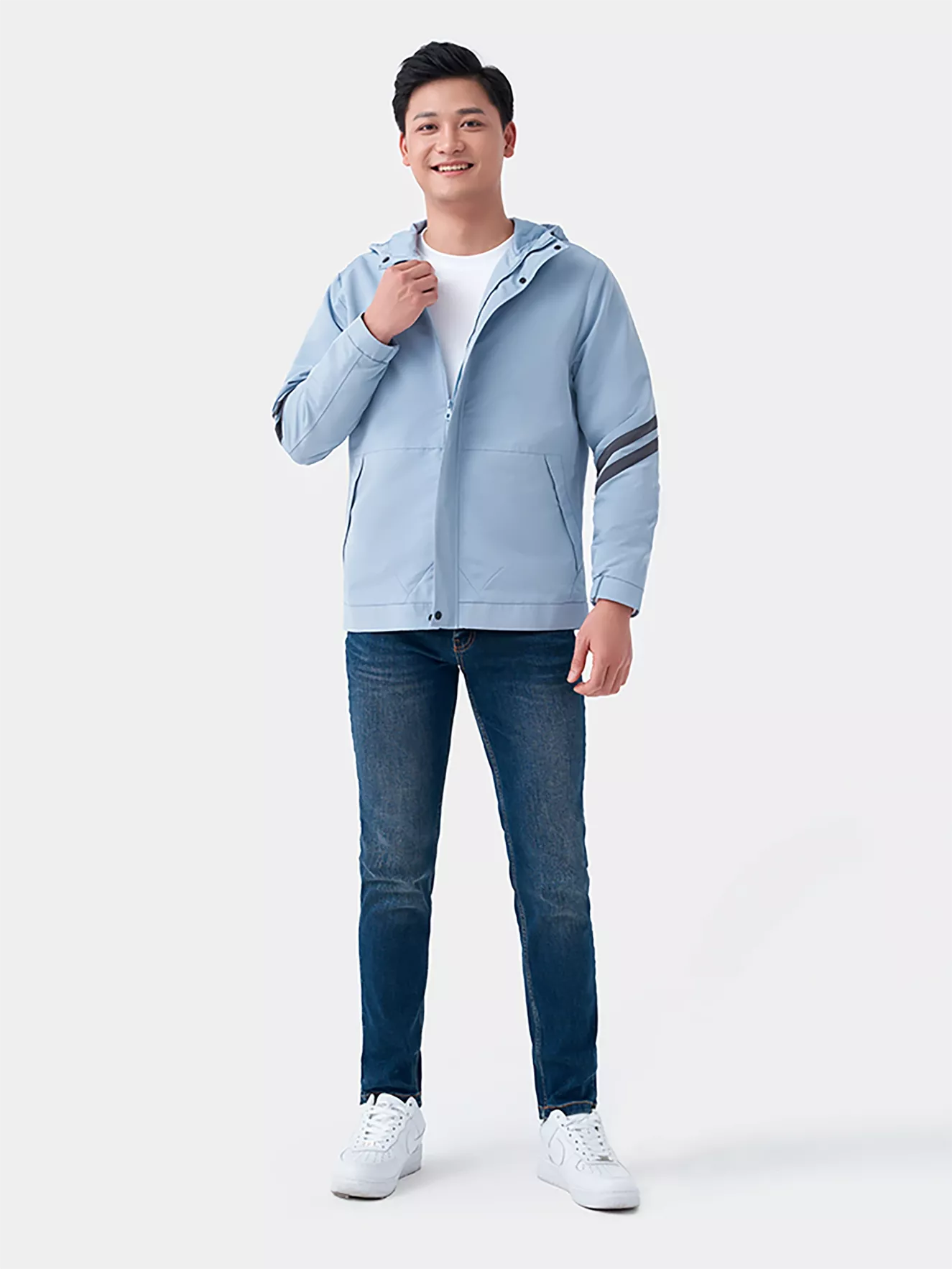 Áo Khoác Gió Nam Thể Thao 5S Fashion Kẻ Sọc Tay Slimfit AKG23020