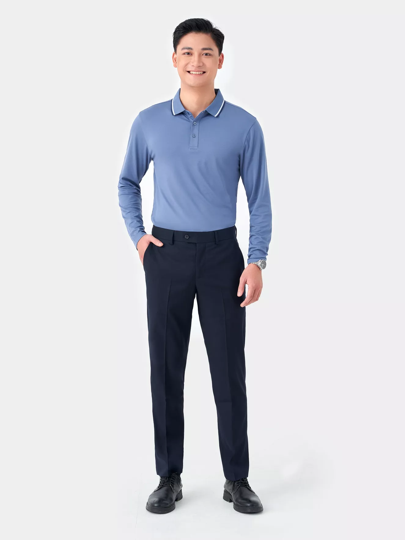 Áo Polo Dài Tay 5S Fashion Slimfit APD23001
