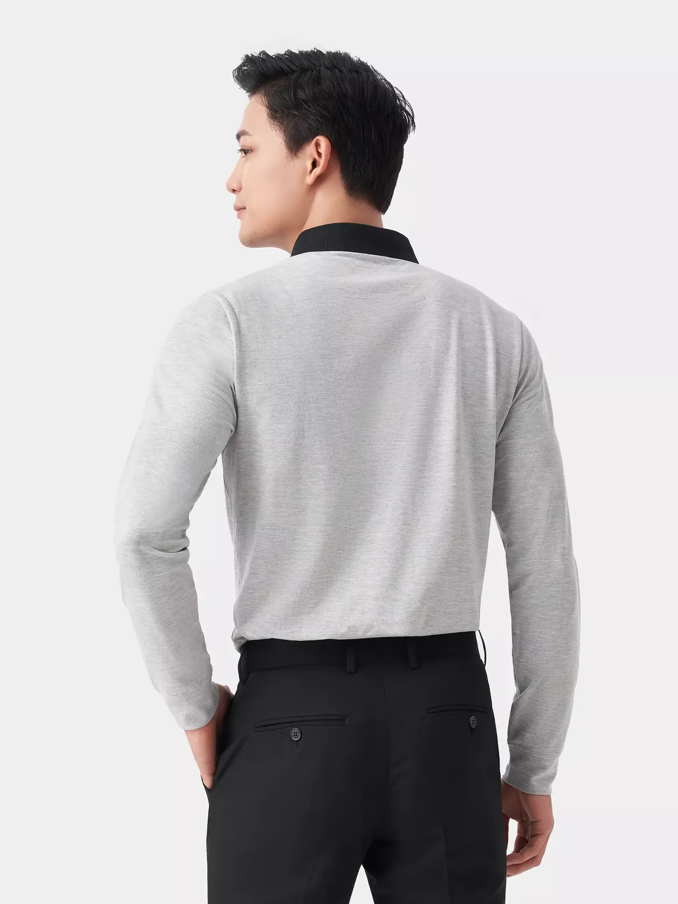 Áo Polo Dài Tay 5S Fashion Cổ Phối Màu Slimfit APD23600