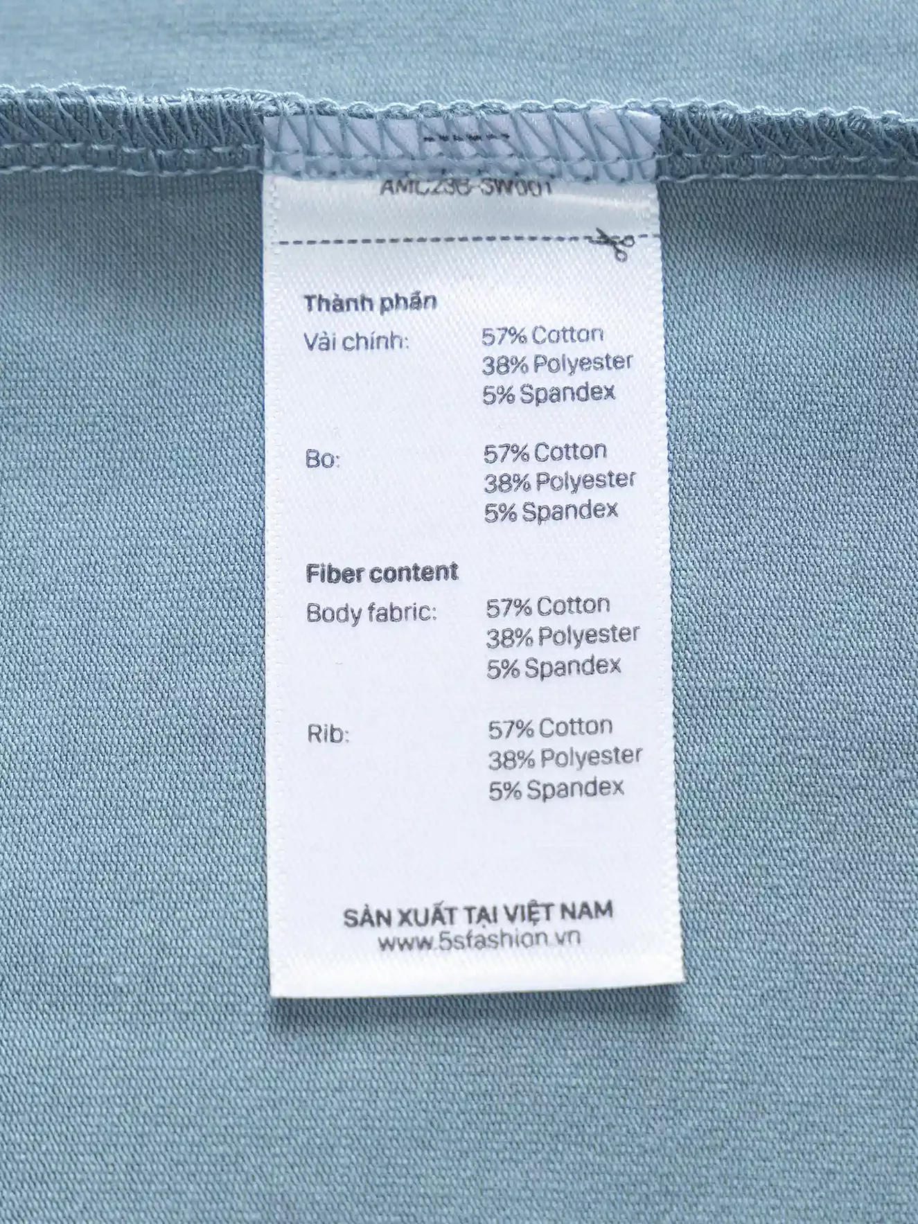 Áo Thun Dài Tay Cổ Tròn 5S Fashion Trơn Slimfit ATO23002