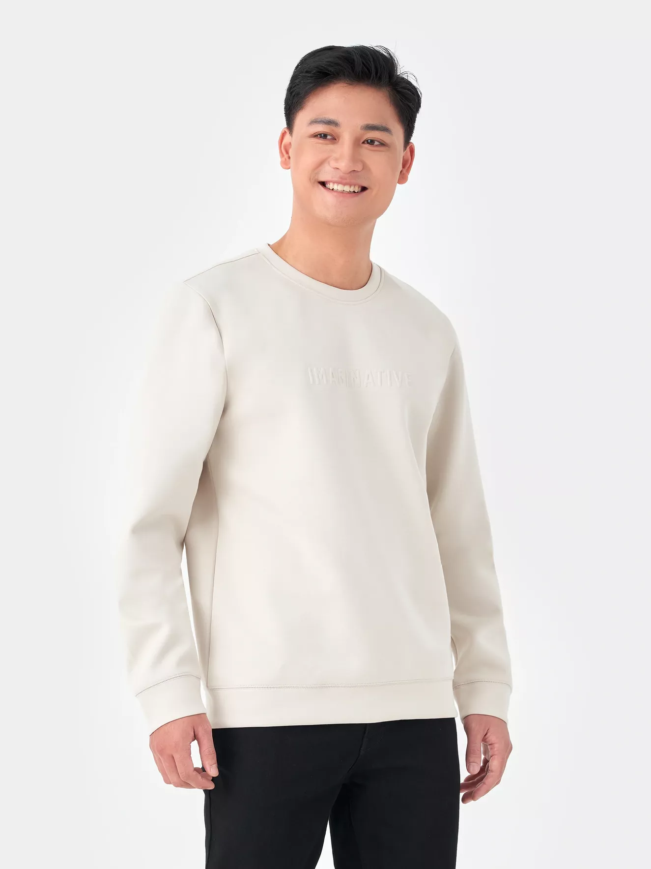 Áo Nỉ Cổ Tròn 5S Fashion In Nổi Slimfit ANO23016