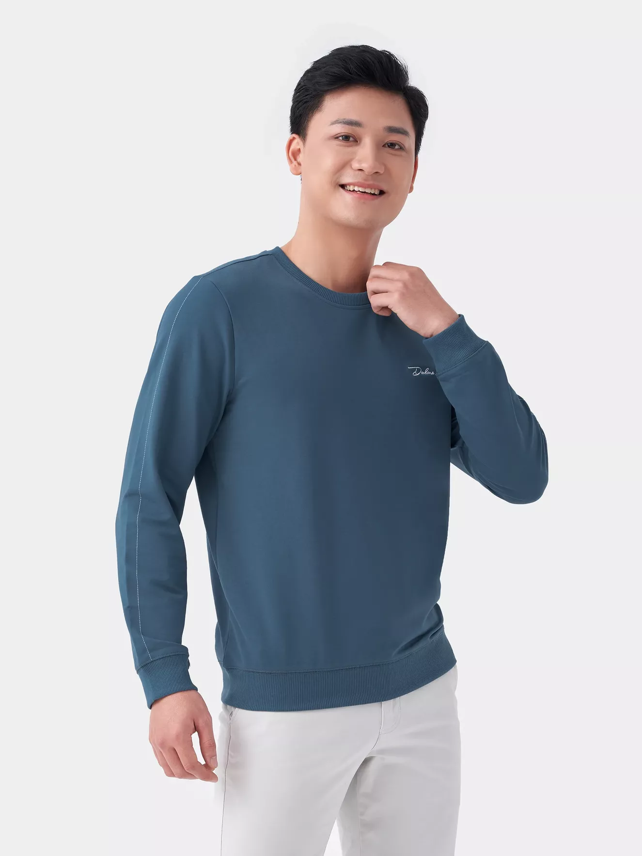 Áo Nỉ Cổ Tròn 5S Fashion Chữ Thêu Slimfit ANO23019