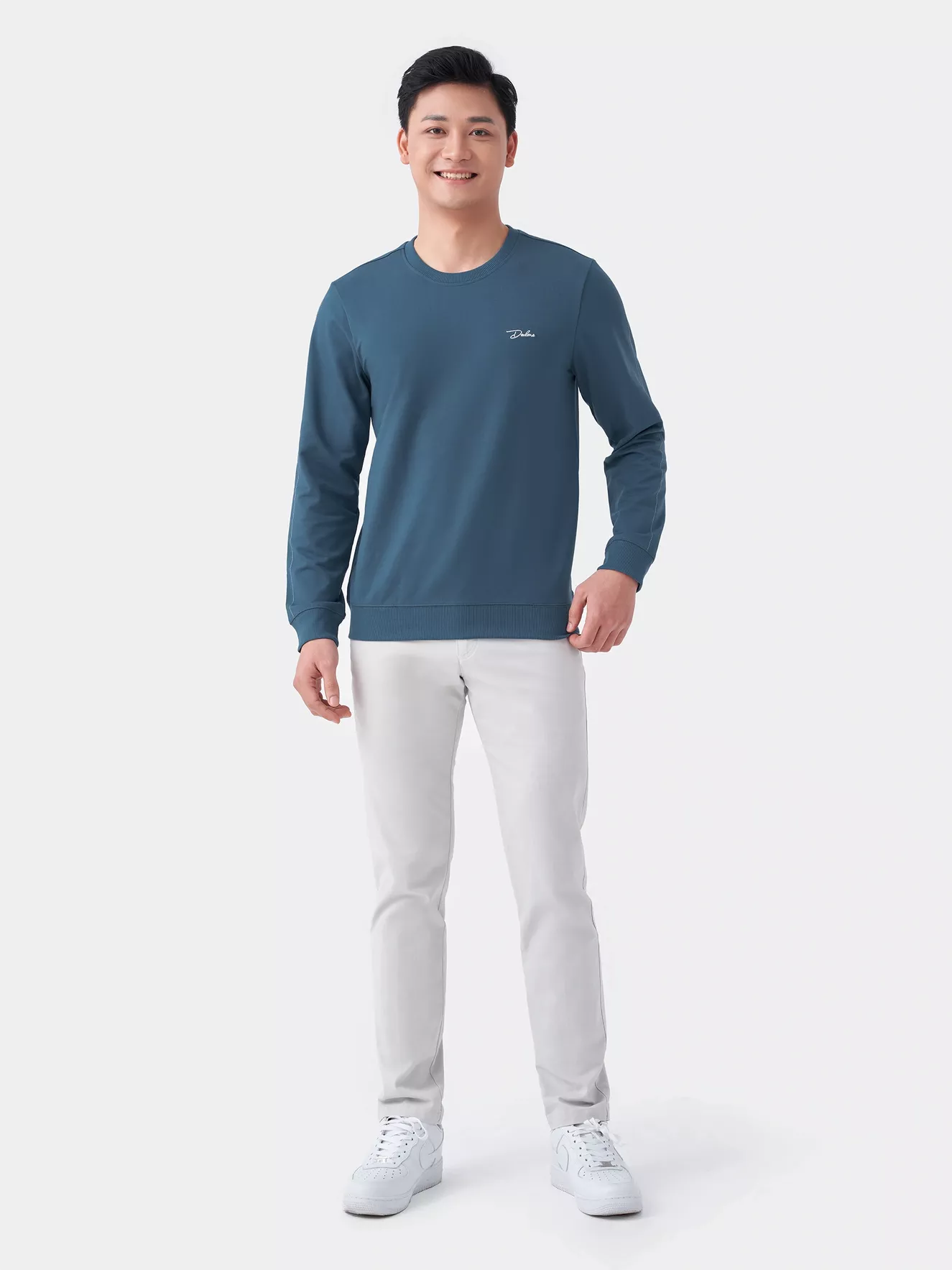 Áo Nỉ Cổ Tròn 5S Fashion Chữ Thêu Slimfit ANO23019