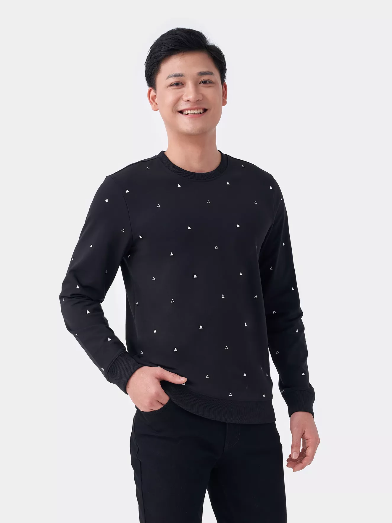 Áo Nỉ Cổ Tròn 5S Fashion In Tràn Slimfit ANO23028