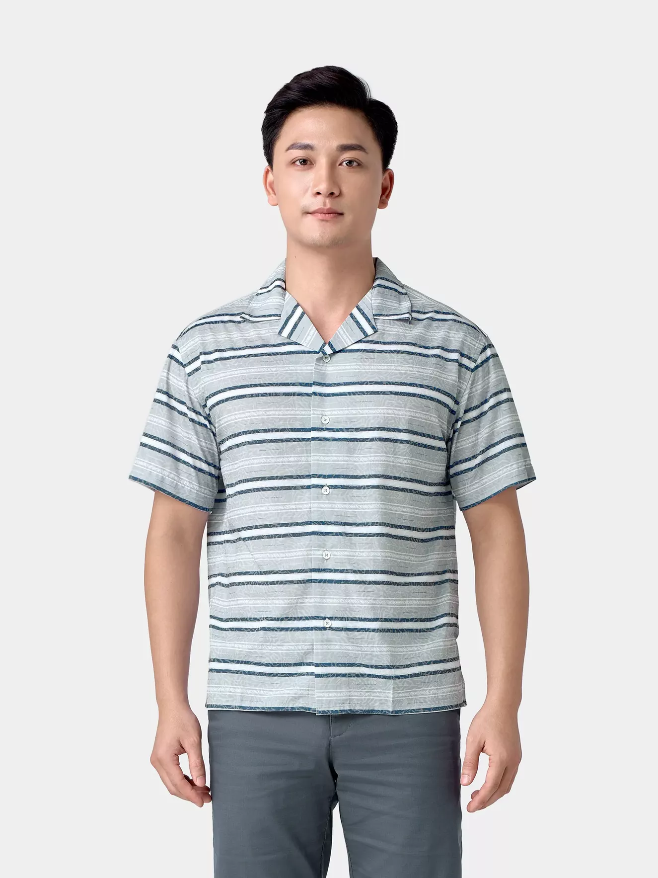 Áo Sơ Mi Nam Ngắn Tay 5S Fashion Họa Tiết Phom Casual ASC24080