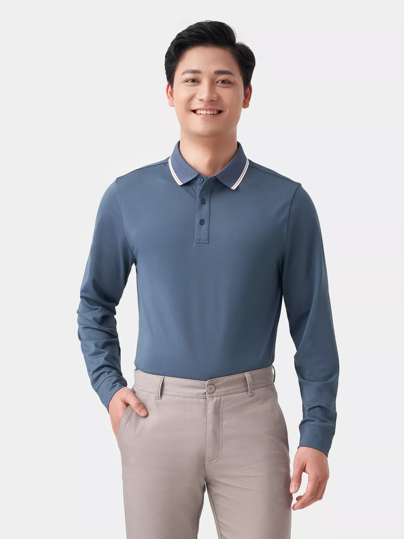 Áo Polo Dài Tay Phối Màu 5S Fashion Regularfit APD23003