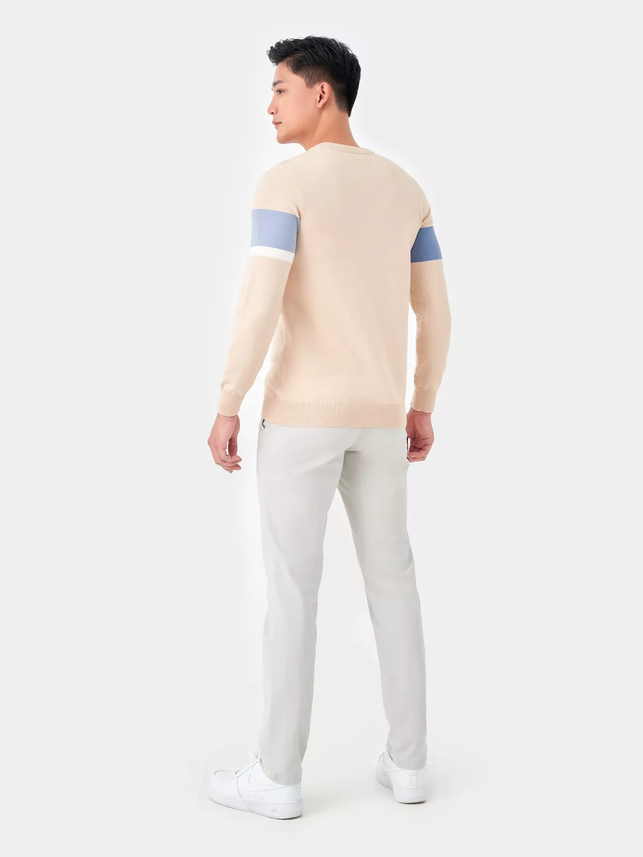 Áo len phối kẻ lệch 5S Fashion ALO23001