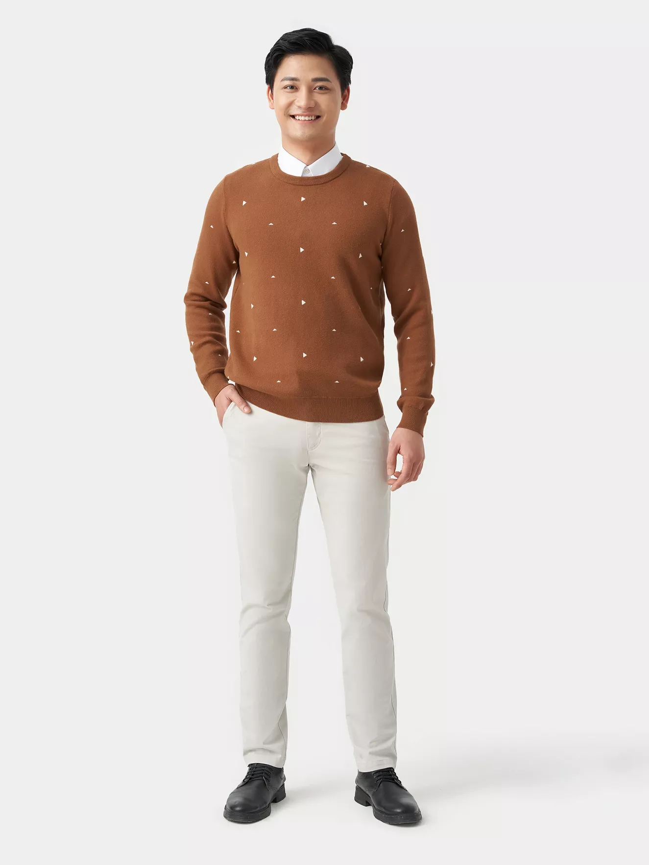 Áo Len Họa Tiết Tam Giác Nhỏ 5S Fashion Slim Fit ALO23006