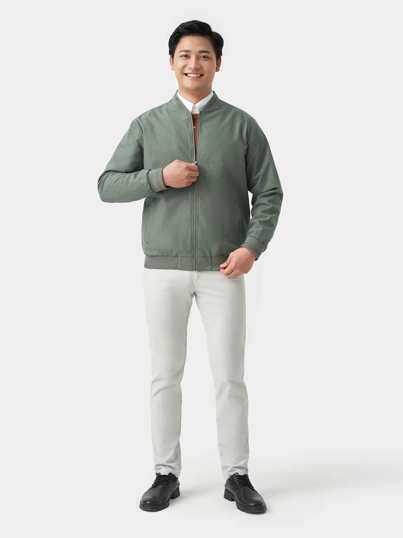 Áo Khoác Bomber 2 Lớp Lót Gió 5S Fashion Màu Rêu AKB23017