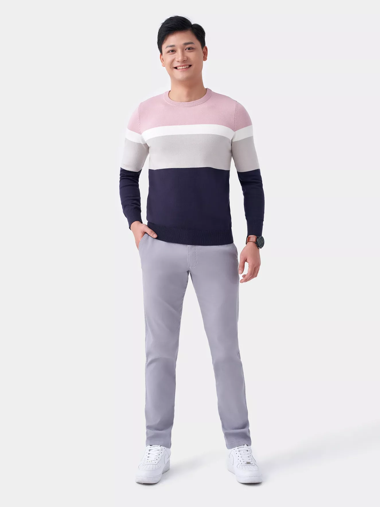 Áo len phối kẻ 5S Fashion ALO23002