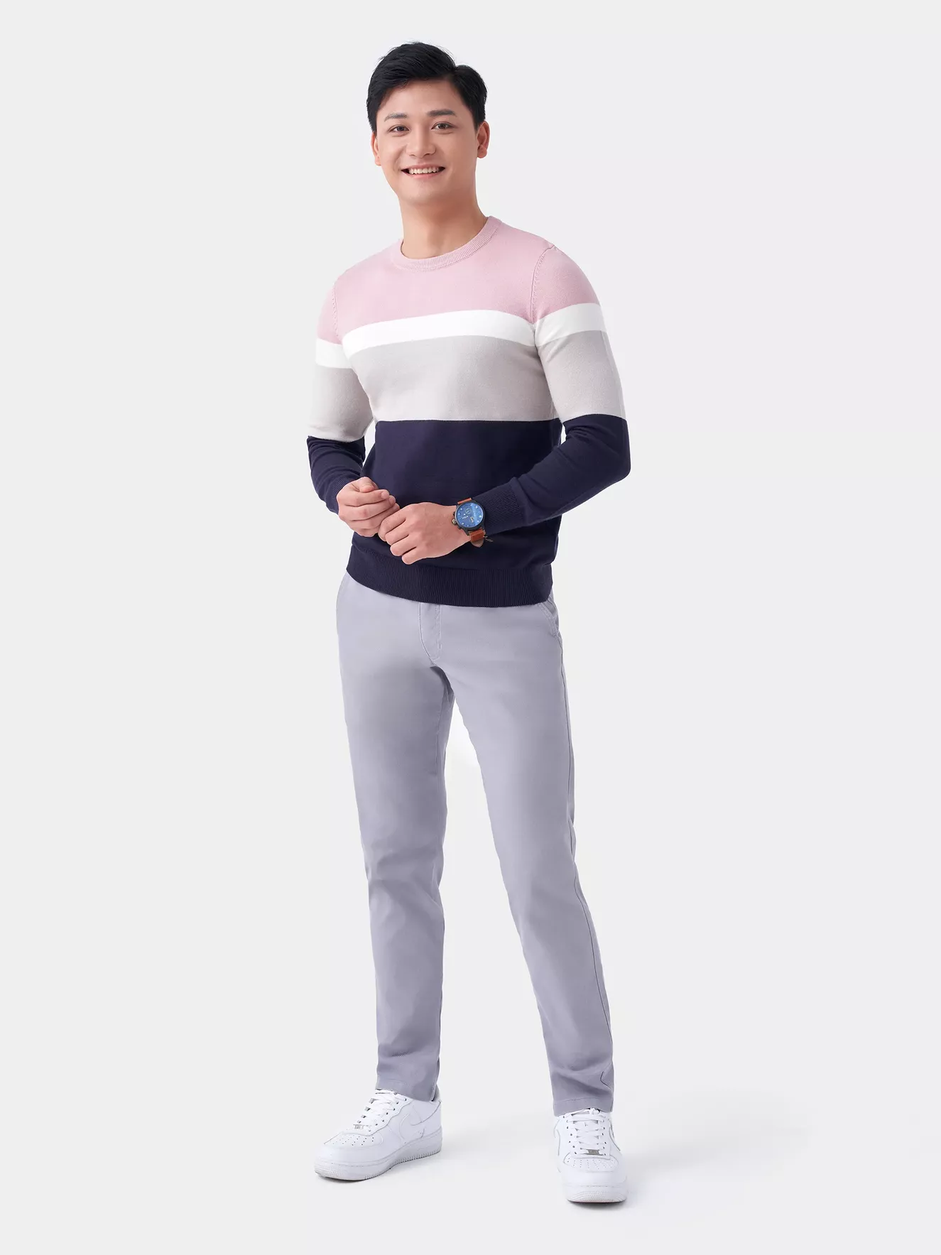 Áo len phối kẻ 5S Fashion ALO23002