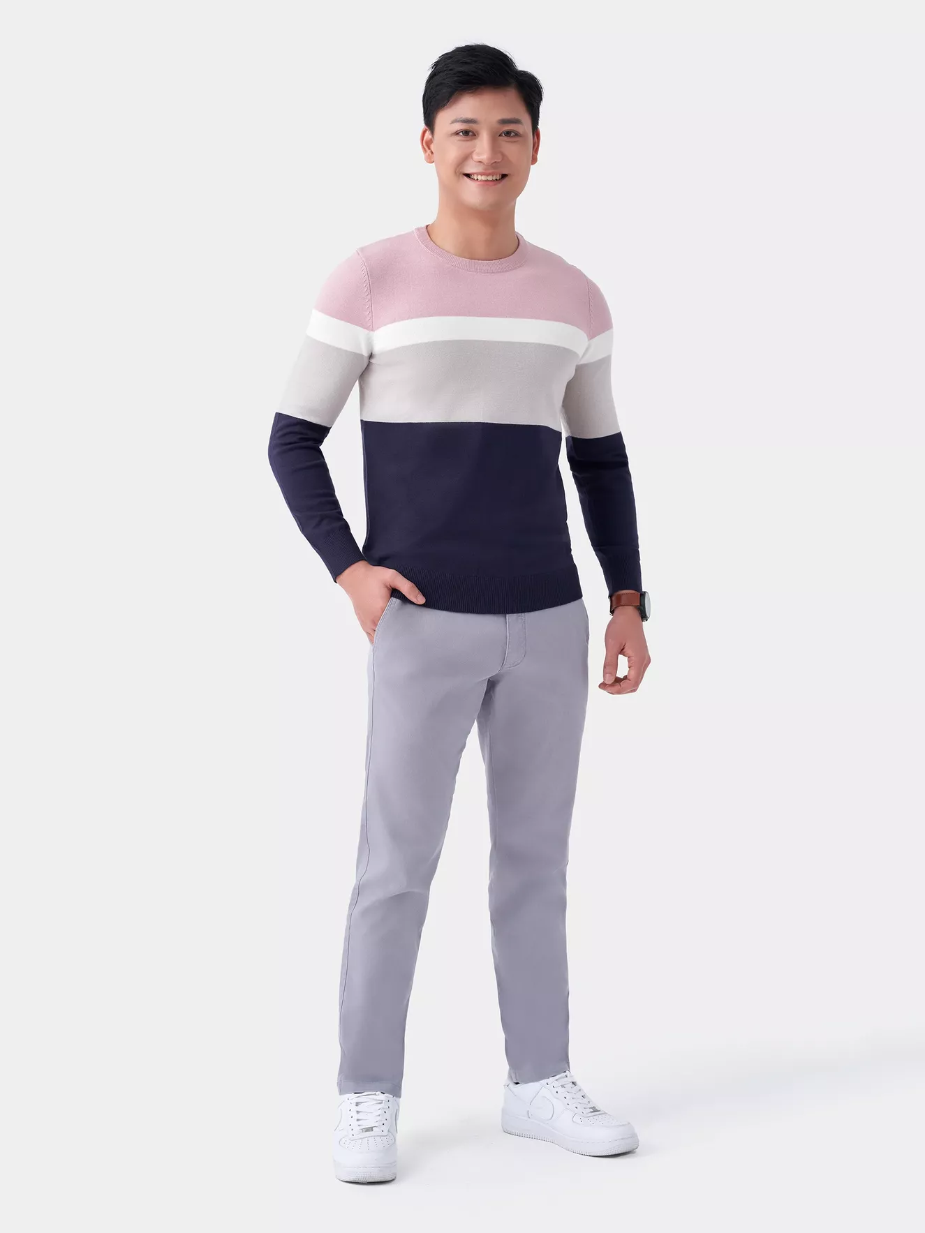 Áo len phối kẻ 5S Fashion ALO23002