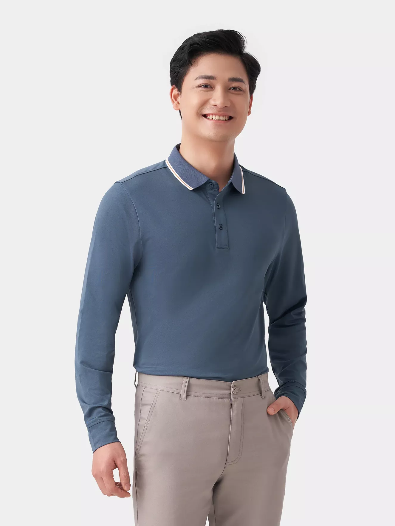 Áo Polo Dài Tay Phối Màu 5S Fashion Regularfit APD23003