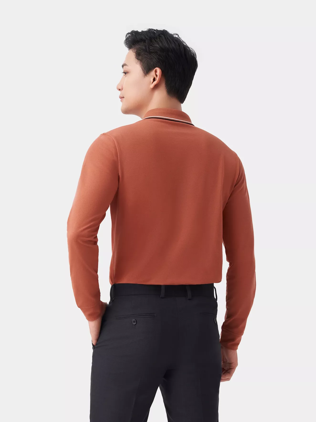 Áo Polo Dài Tay Phối Màu 5S Fashion Trơn APD23005