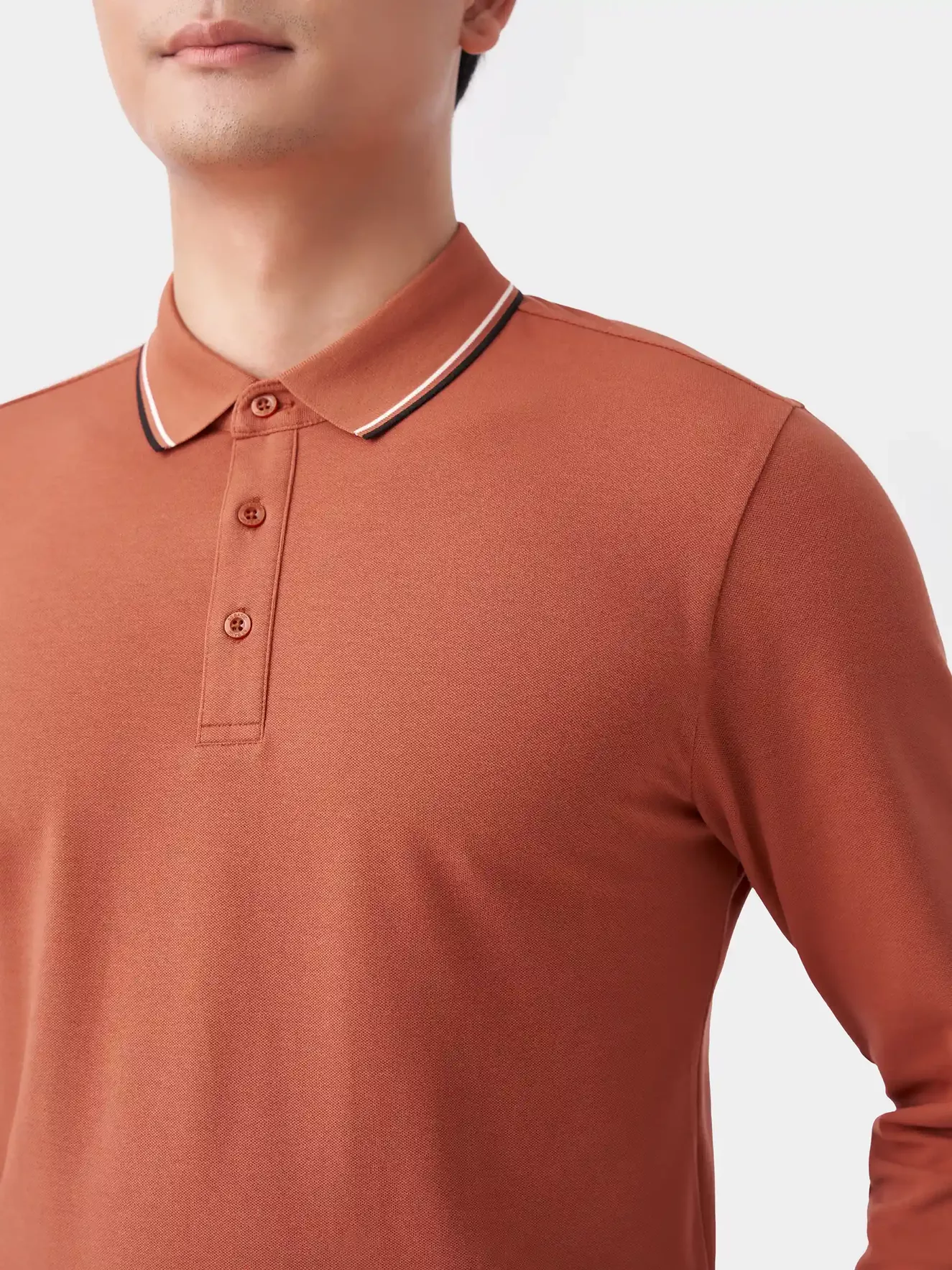 Áo Polo Dài Tay Phối Màu 5S Fashion Trơn APD23005