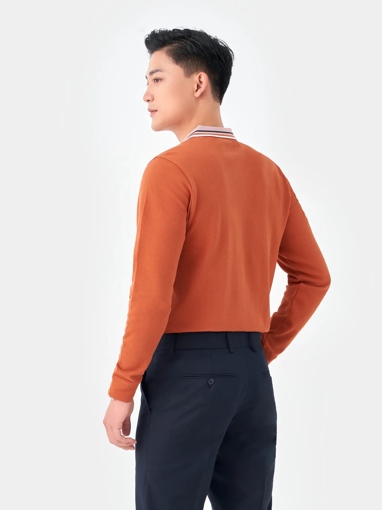 Áo Polo Dài Tay Cổ Phối Màu 5S Fashion Slim Fit APD23601