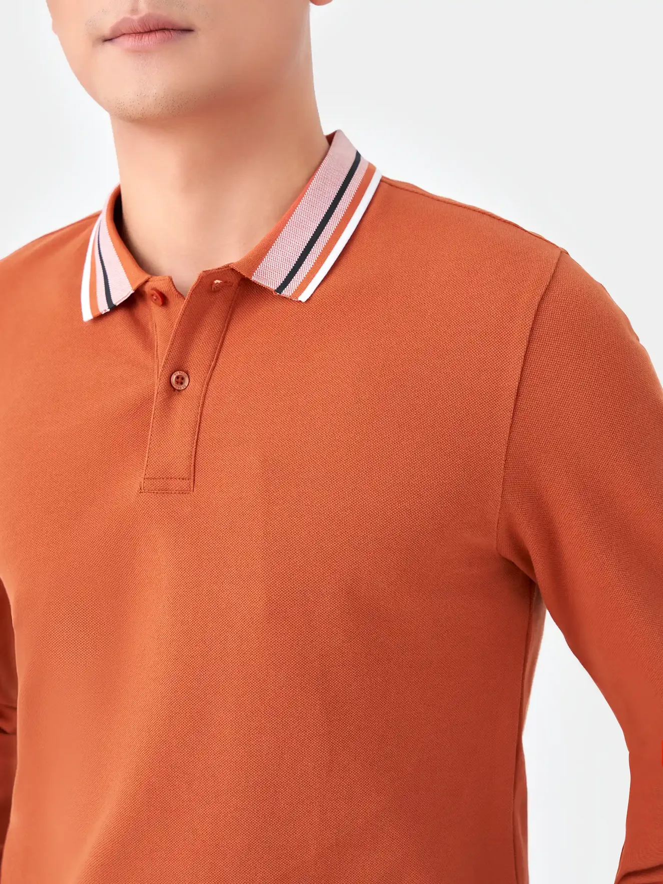 Áo Polo Dài Tay Cổ Phối Màu 5S Fashion Slim Fit APD23601