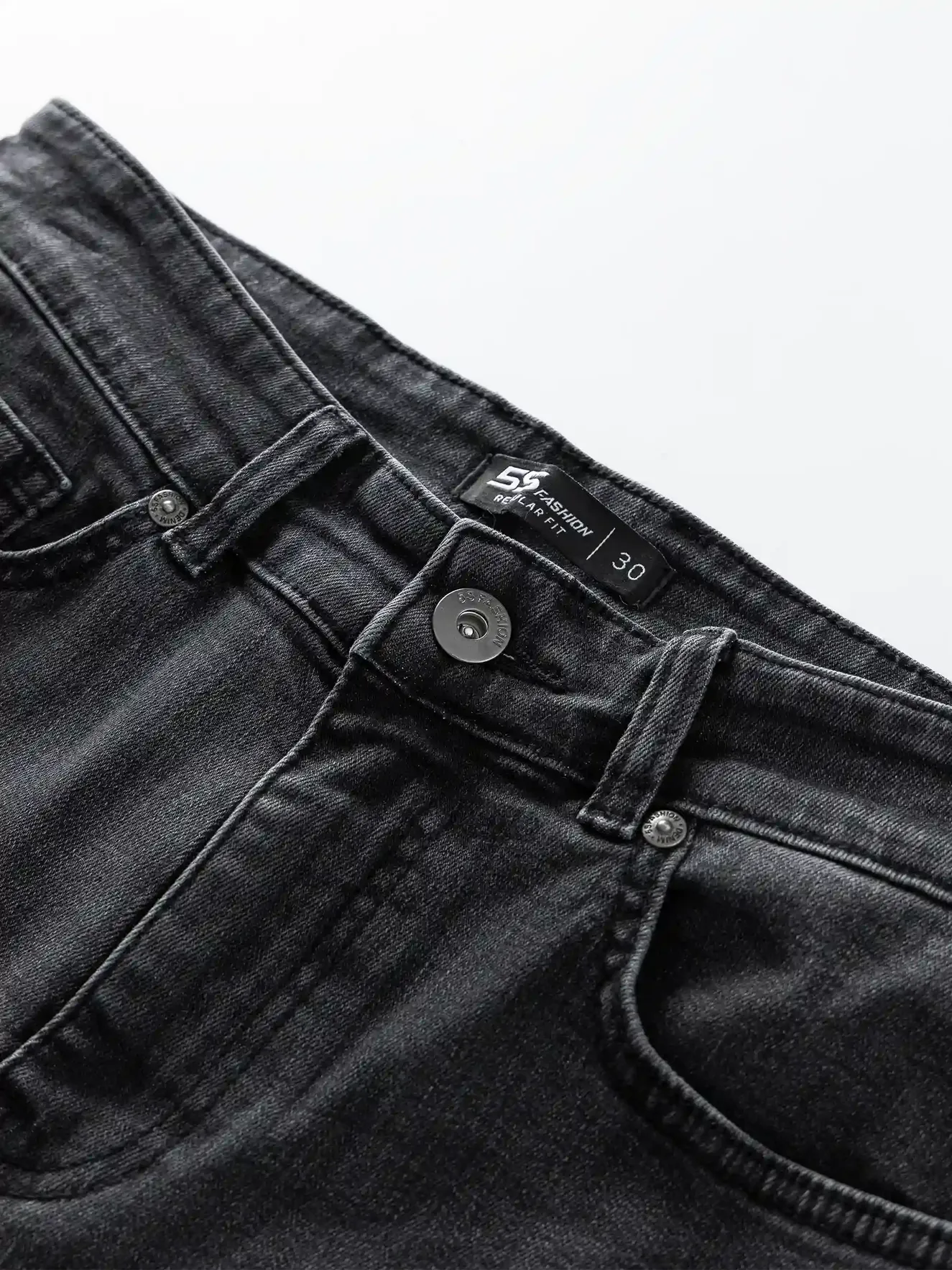 Quần Jean Nam 5S Fashion Màu Ghi Đen Regular QJE24013