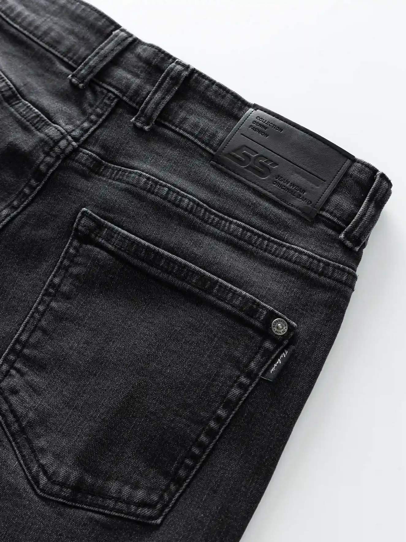 Quần Jean Nam 5S Fashion Màu Ghi Đen Regular QJE24013
