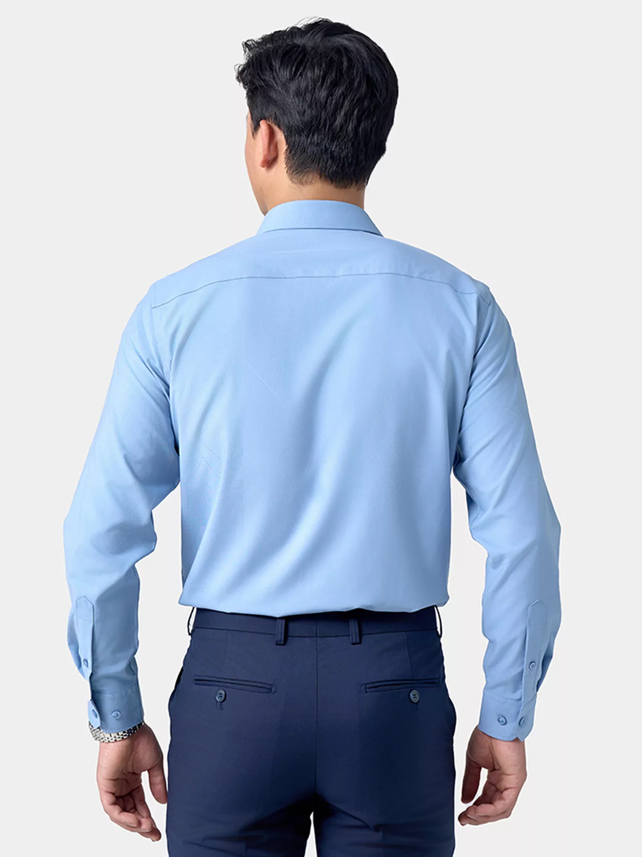 Áo Sơ Mi Nam Dài Tay 5S Fashion Màu Xanh Regular ASM24064