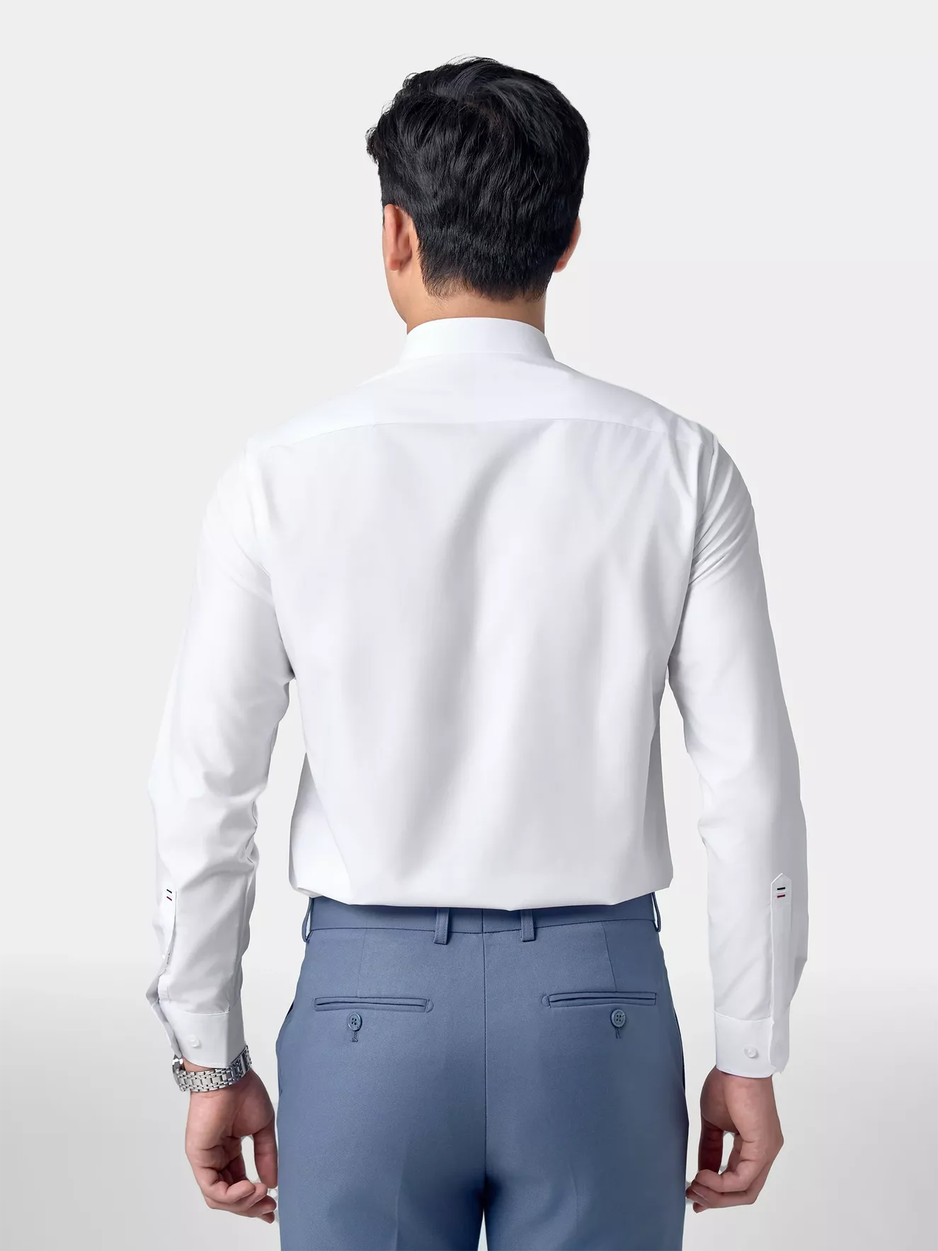 Áo Sơ Mi Nam Dài Tay 5S Fashion Màu Trắng Trơn Phom Slimfit ASM24207