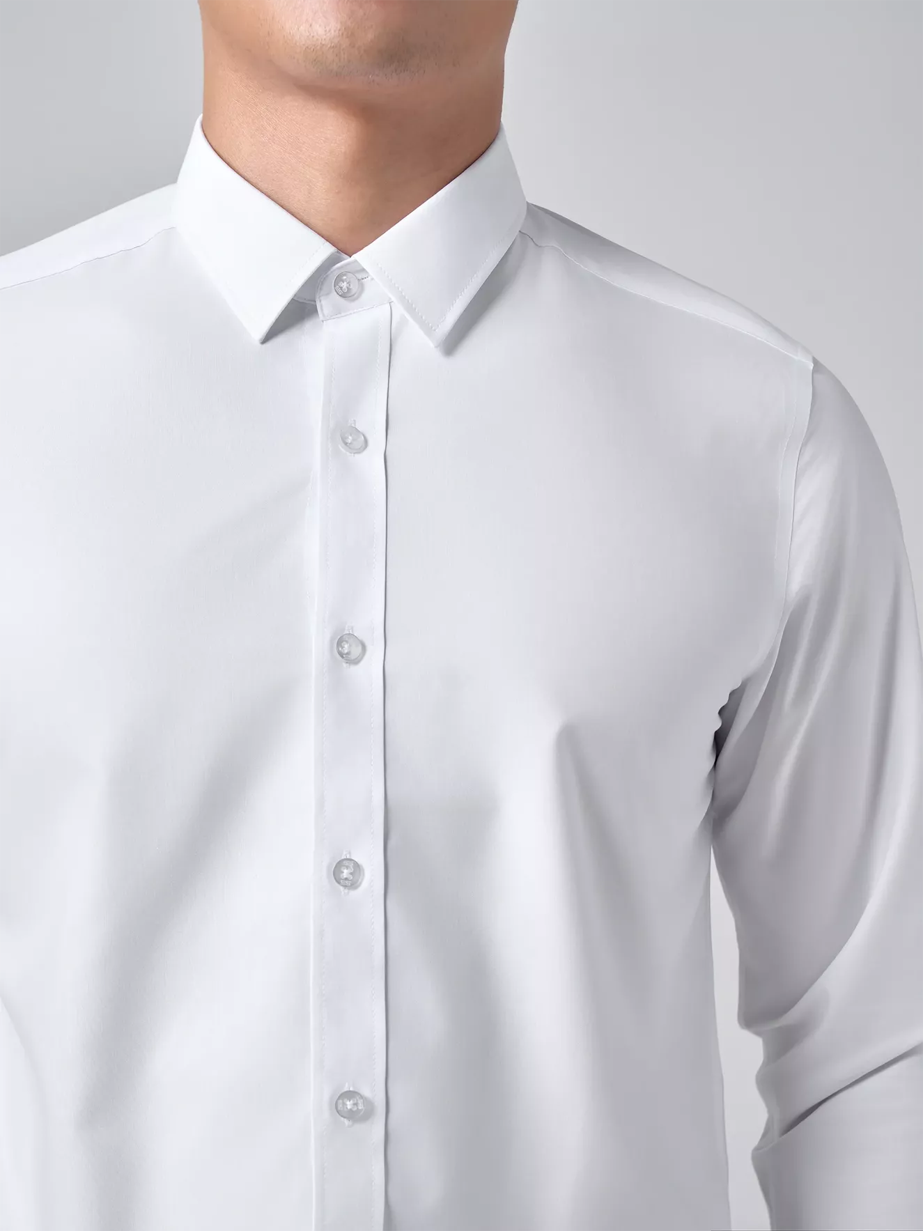 Áo Sơ Mi Nam Dài Tay 5S Fashion Màu Trắng Trơn Phom Slimfit ASM24207