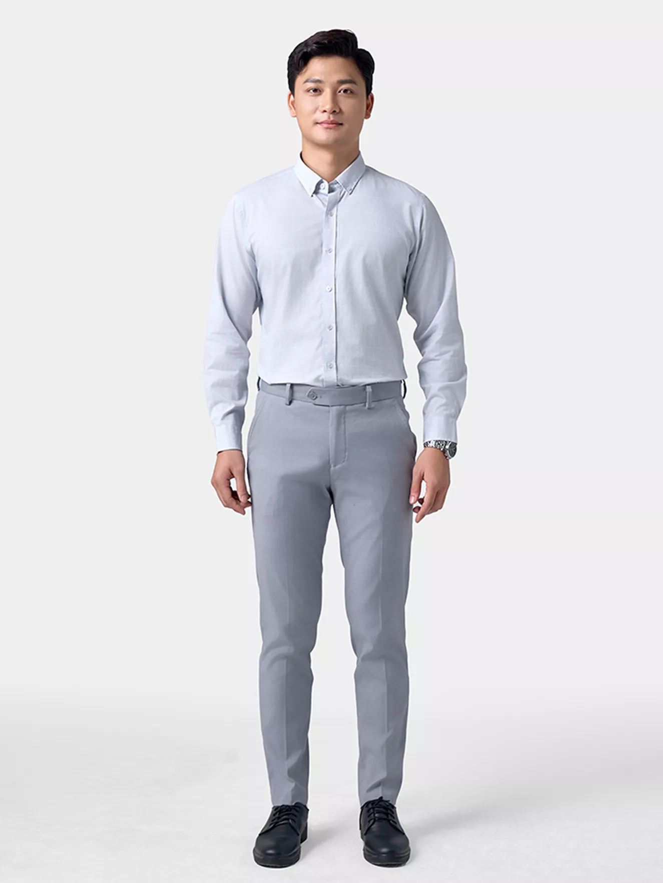 Áo Sơ Mi Nam Dài Tay Dệt Kẻ Ô Phom Casual Fit ASM24054