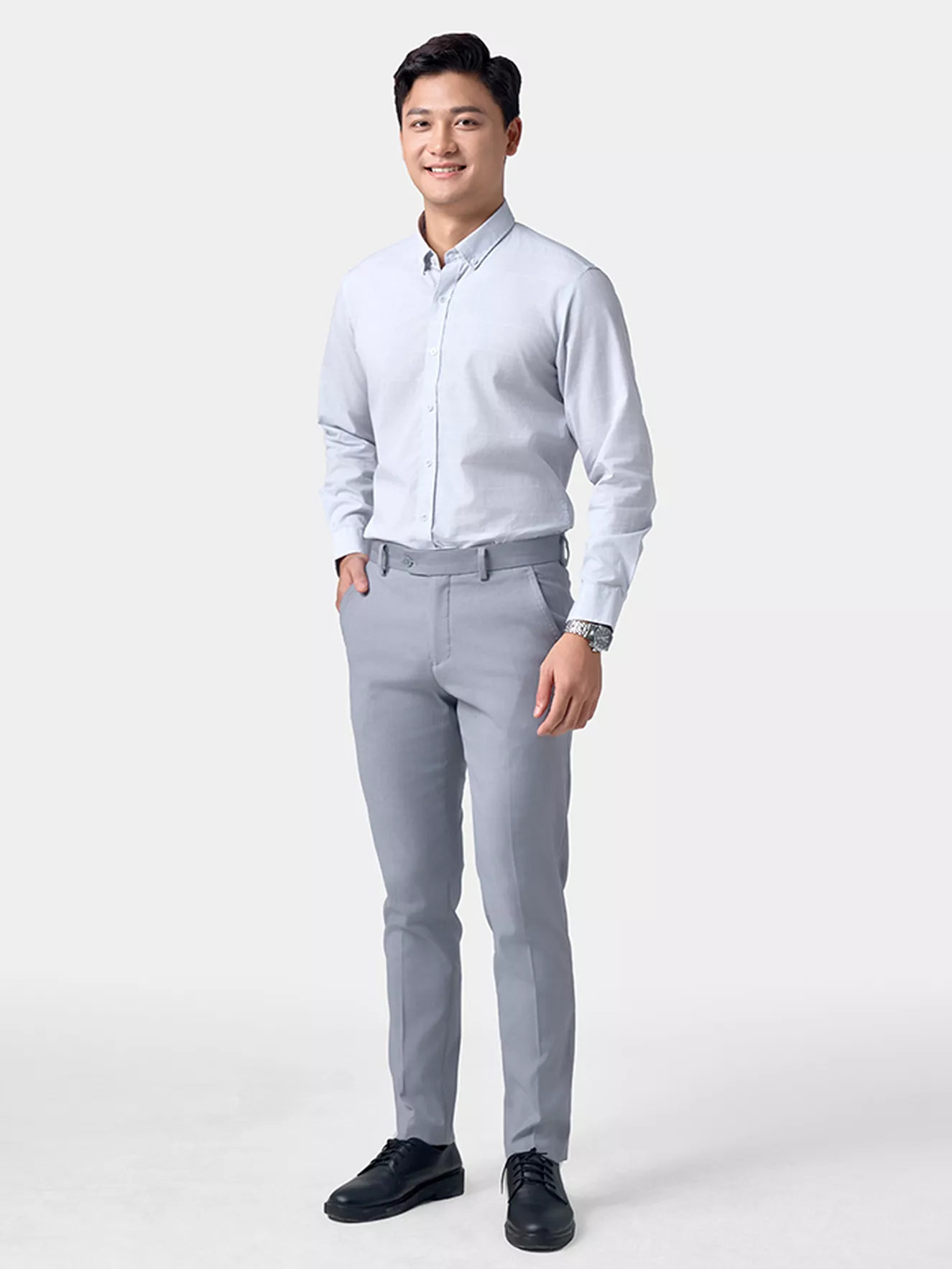 Áo Sơ Mi Nam Dài Tay Dệt Kẻ Ô Phom Casual Fit ASM24054