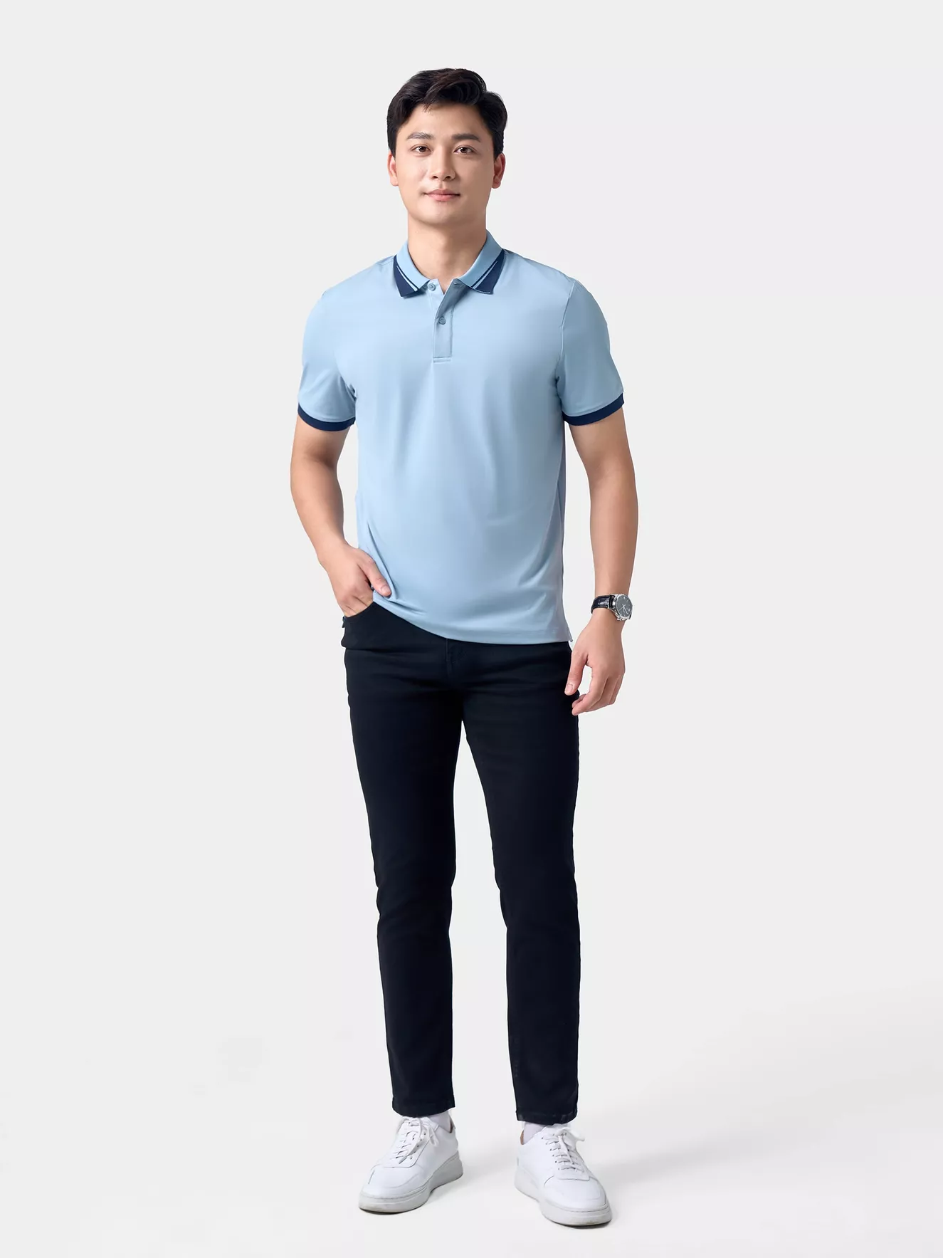 Áo Polo Nam Thể Thao 5S Fashion Bo Phối Màu Regular APC24005