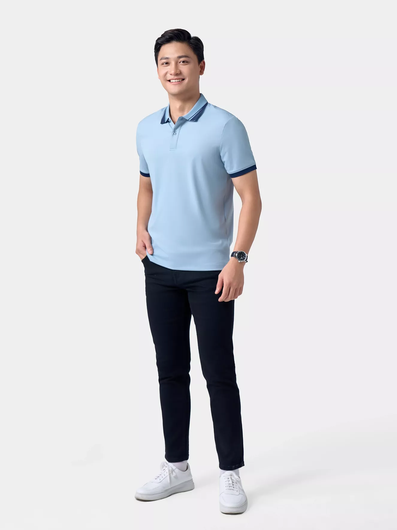 Áo Polo Nam Thể Thao 5S Fashion Bo Phối Màu Regular APC24005