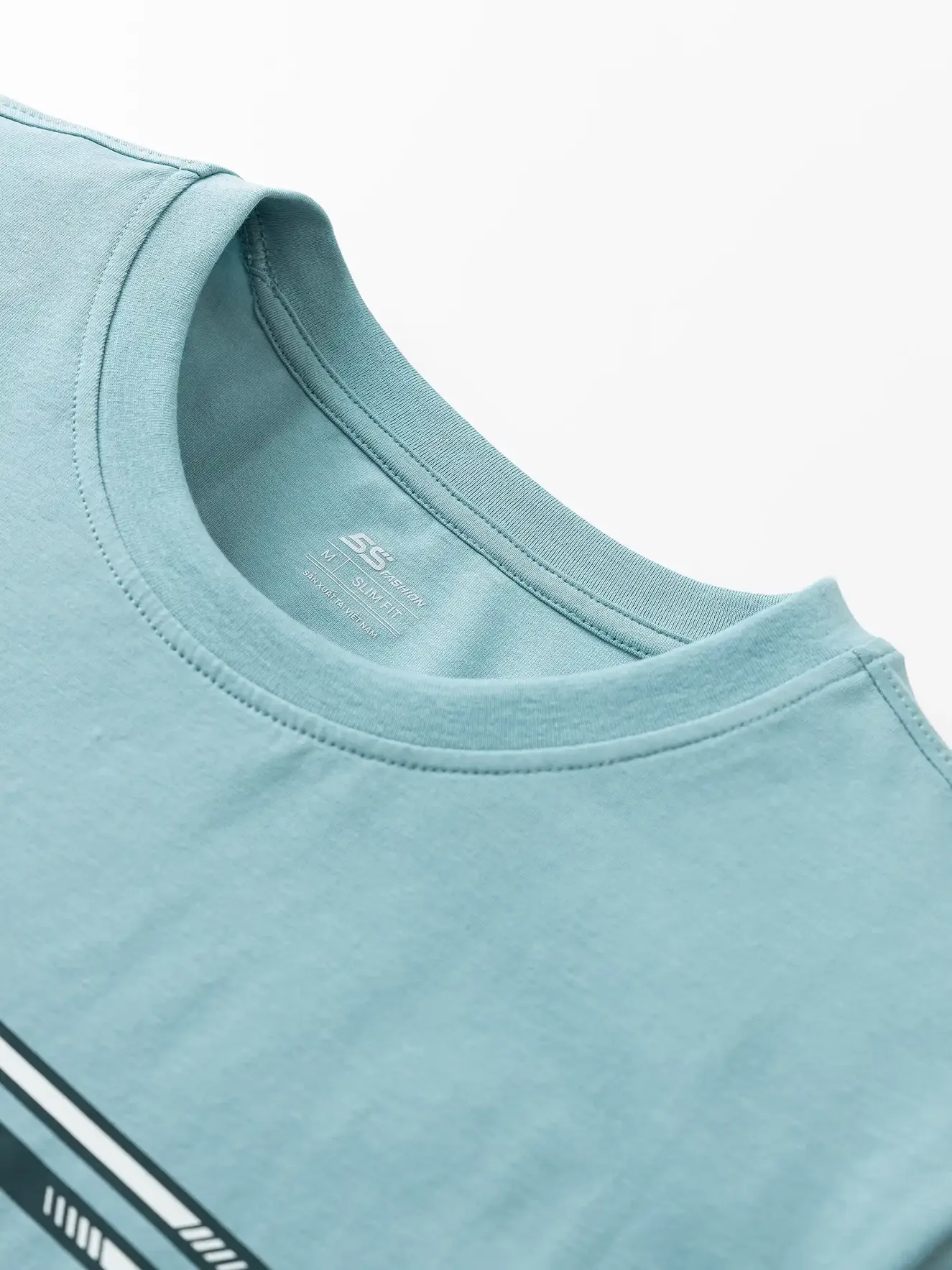 Áo Thun Nam Ngắn Tay 5S Fashion Cotton Phối In Ngang Ngực ATS24020
