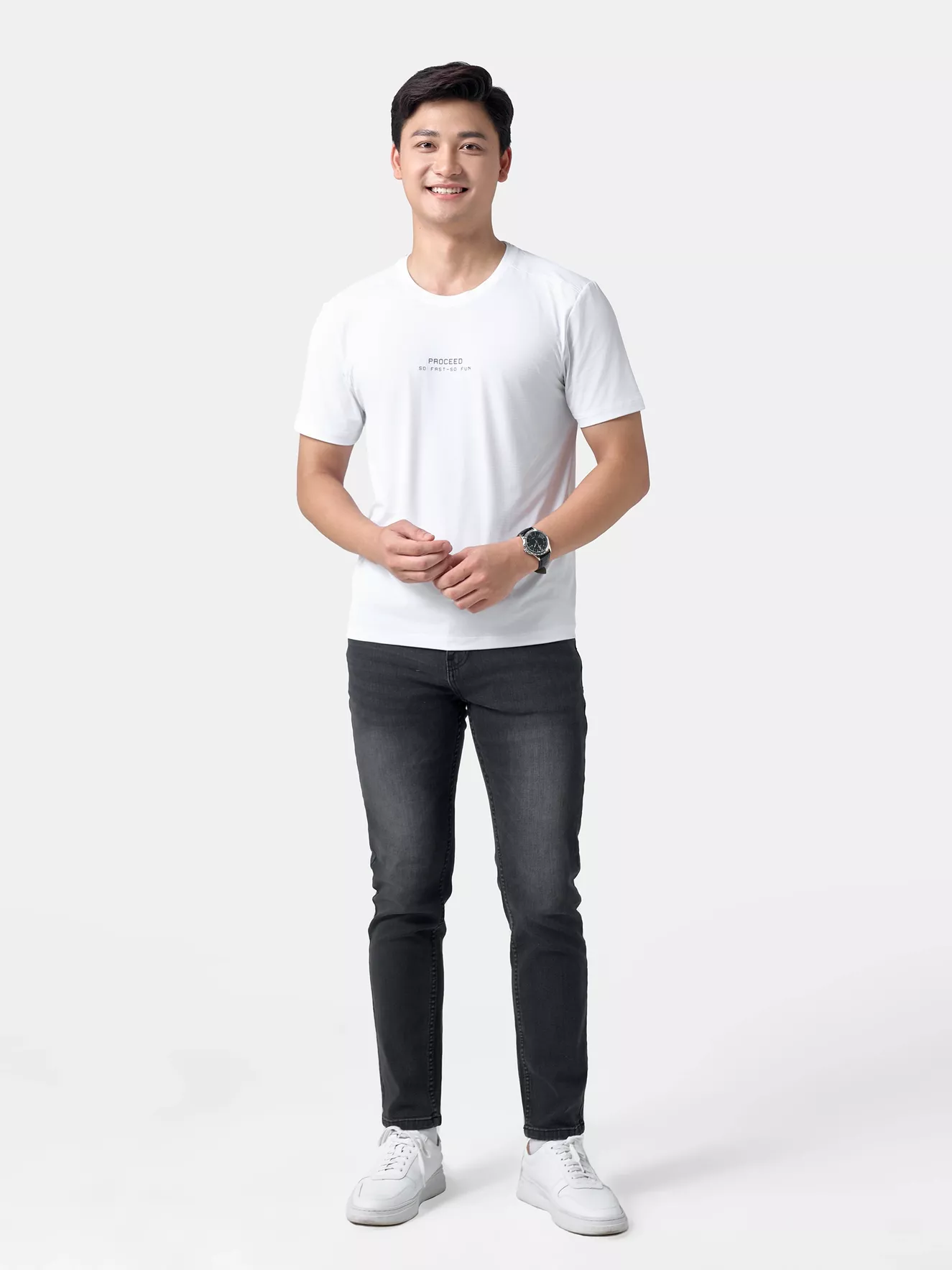 Áo Thun Nam 5S Fashion Siêu Nhẹ Mát In Chữ Phom Slimfit ATS24061