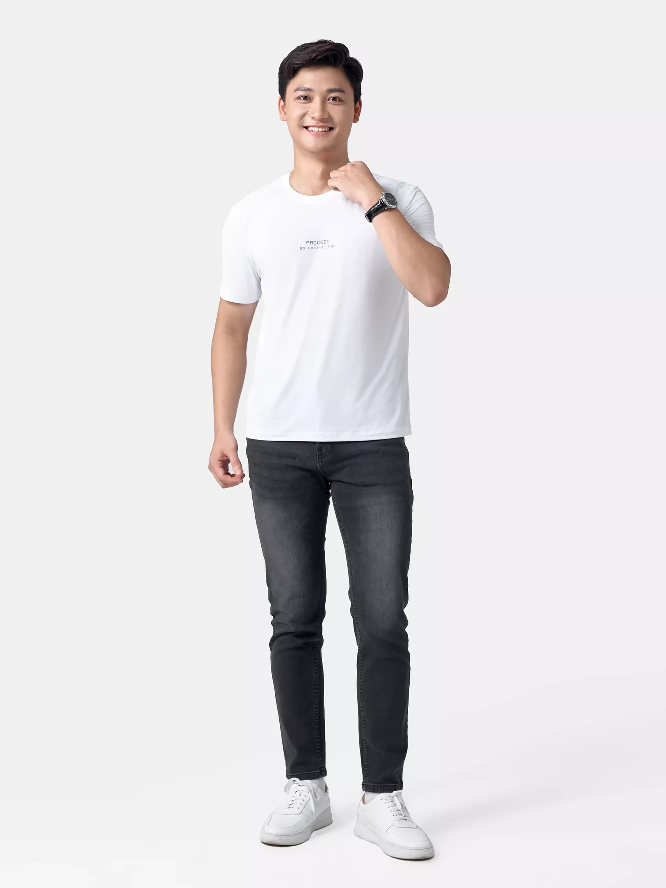 Áo Thun Nam 5S Fashion Siêu Nhẹ Mát In Chữ Phom Slimfit ATS24061