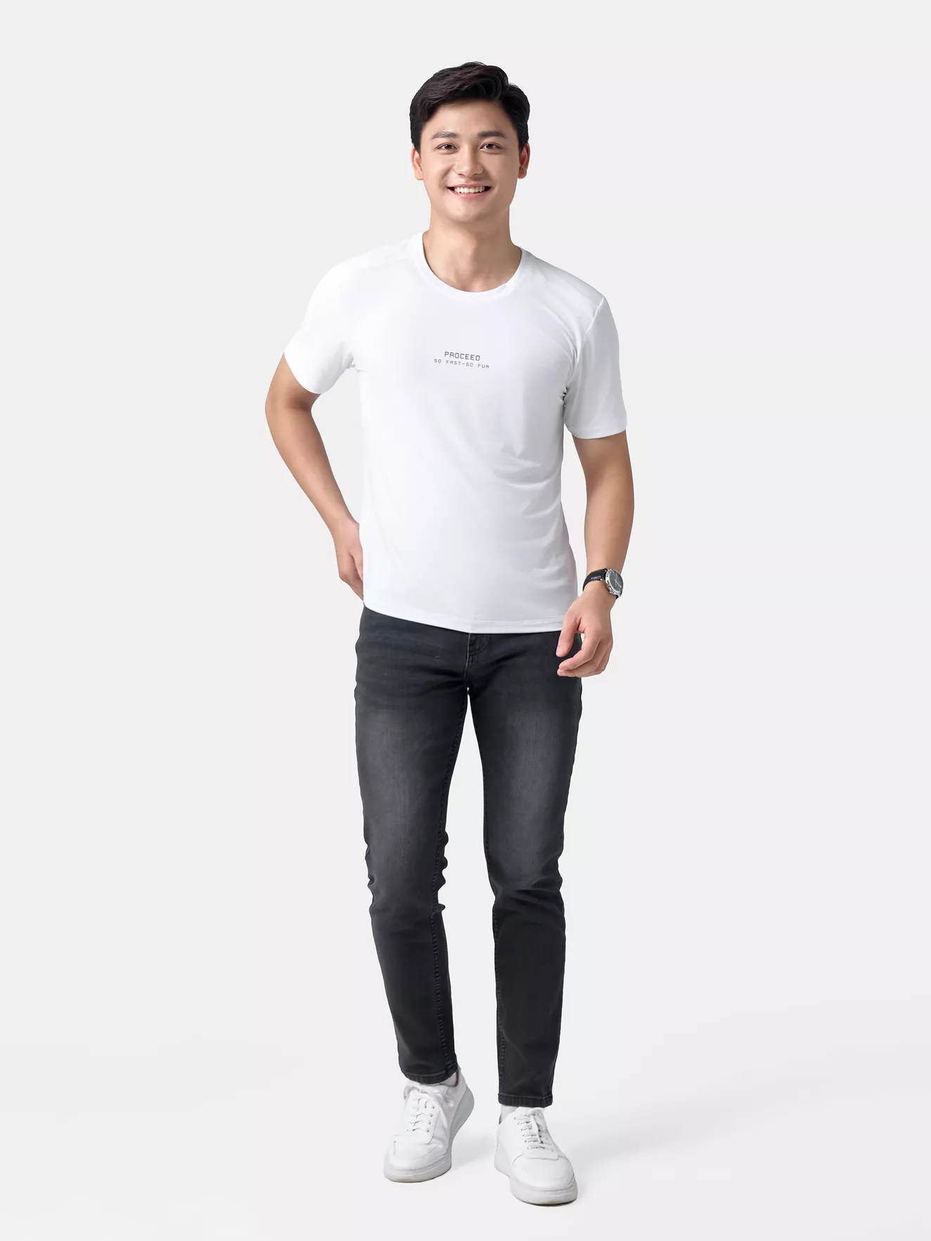 Áo Thun Nam 5S Fashion Siêu Nhẹ Mát In Chữ Phom Slimfit ATS24061