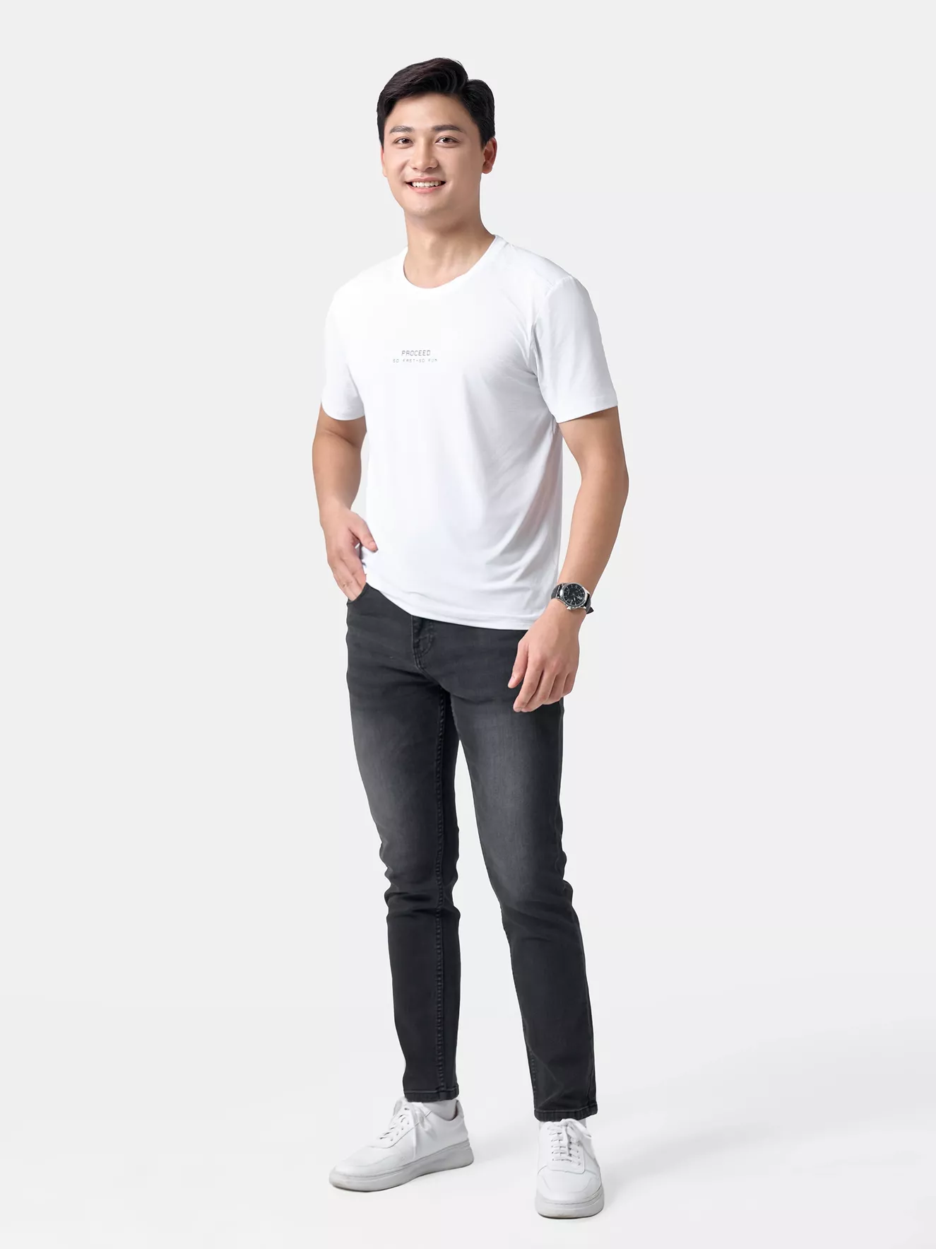 Áo Thun Nam 5S Fashion Siêu Nhẹ Mát In Chữ Phom Slimfit ATS24061